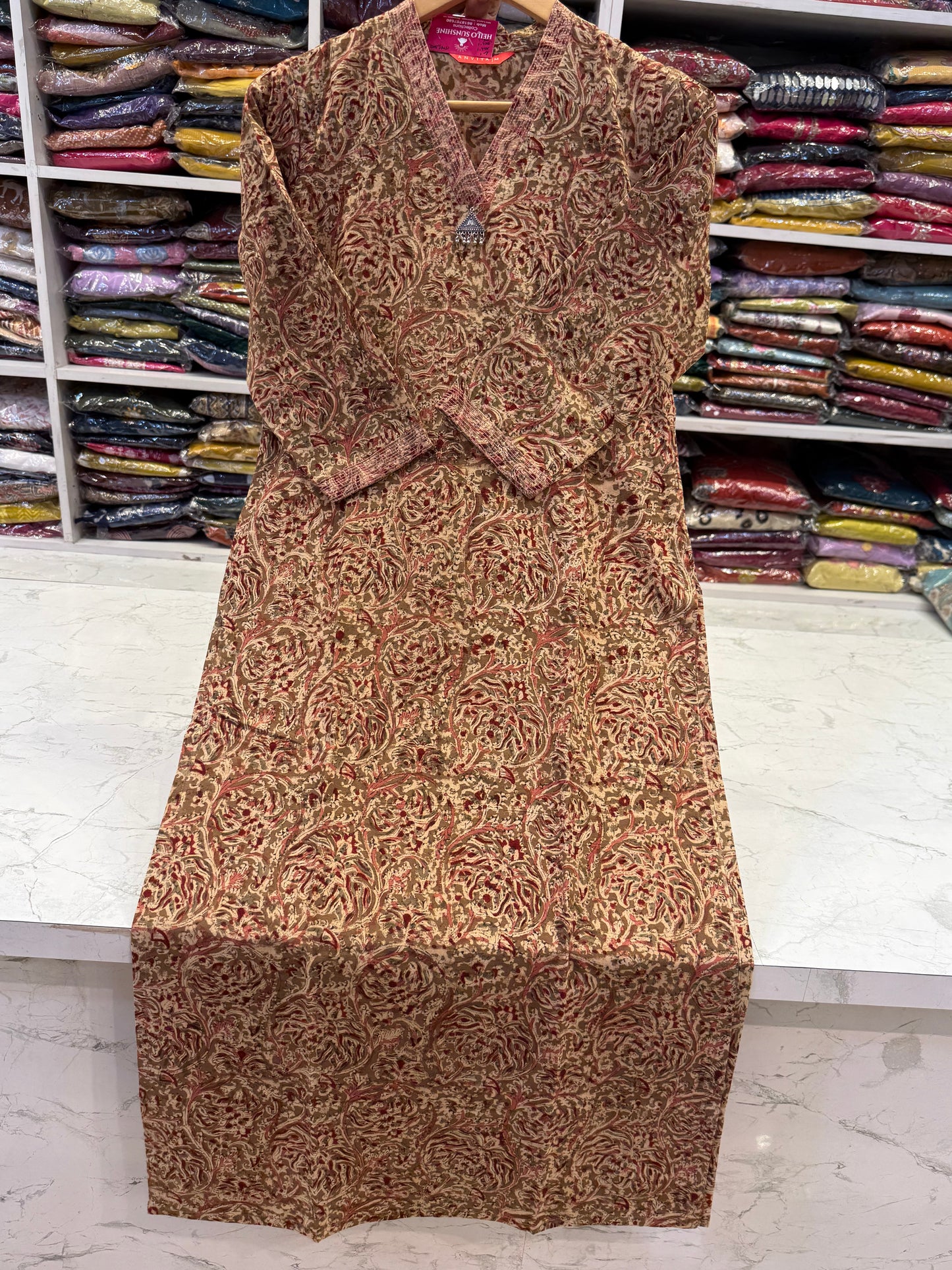 Kalamkari Printed Pure Cotton Straight Cut Kurti