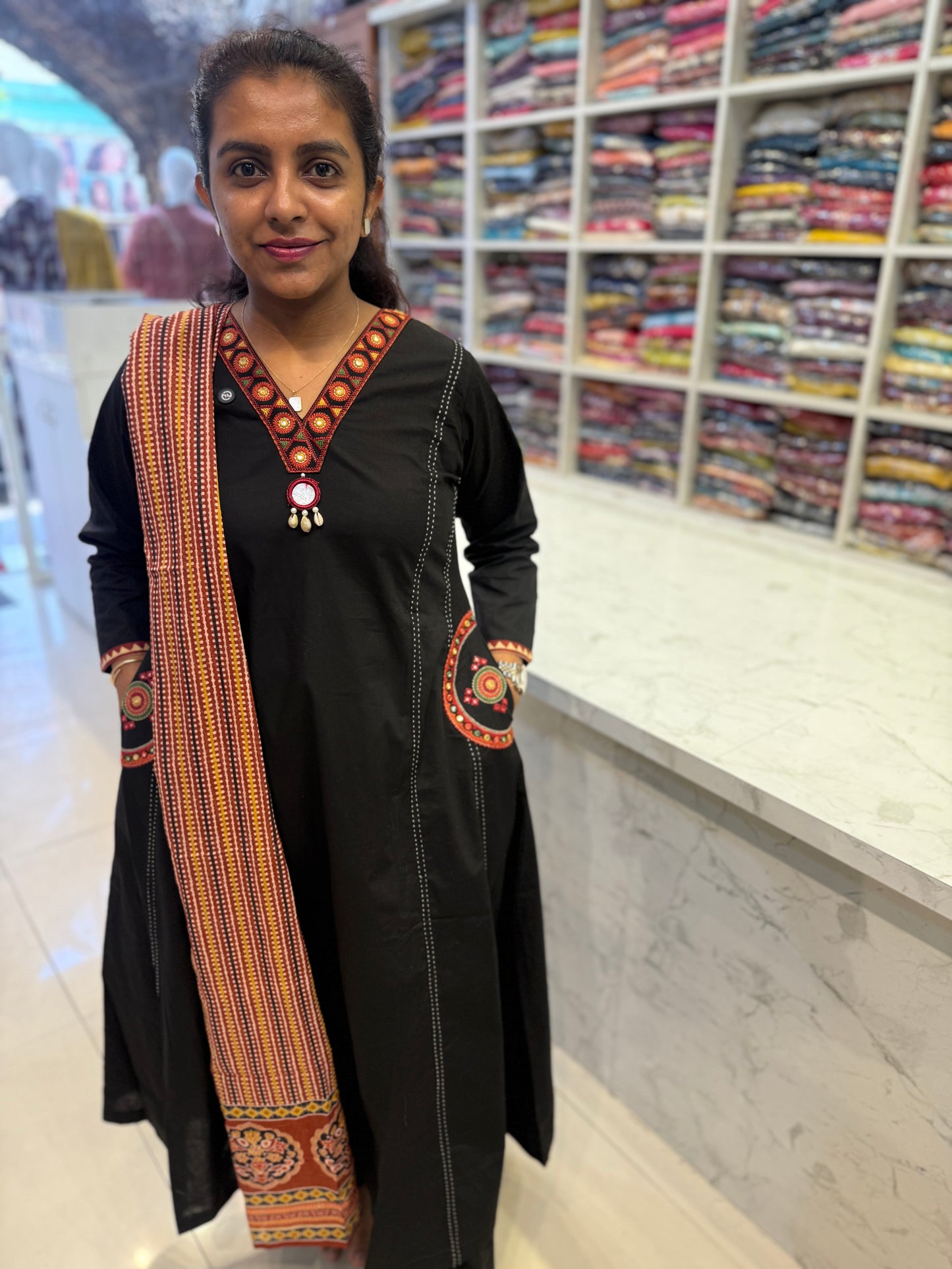 Two Sides Pocket Kurti With Pant and Dupatta Boutique style Kurti 5
