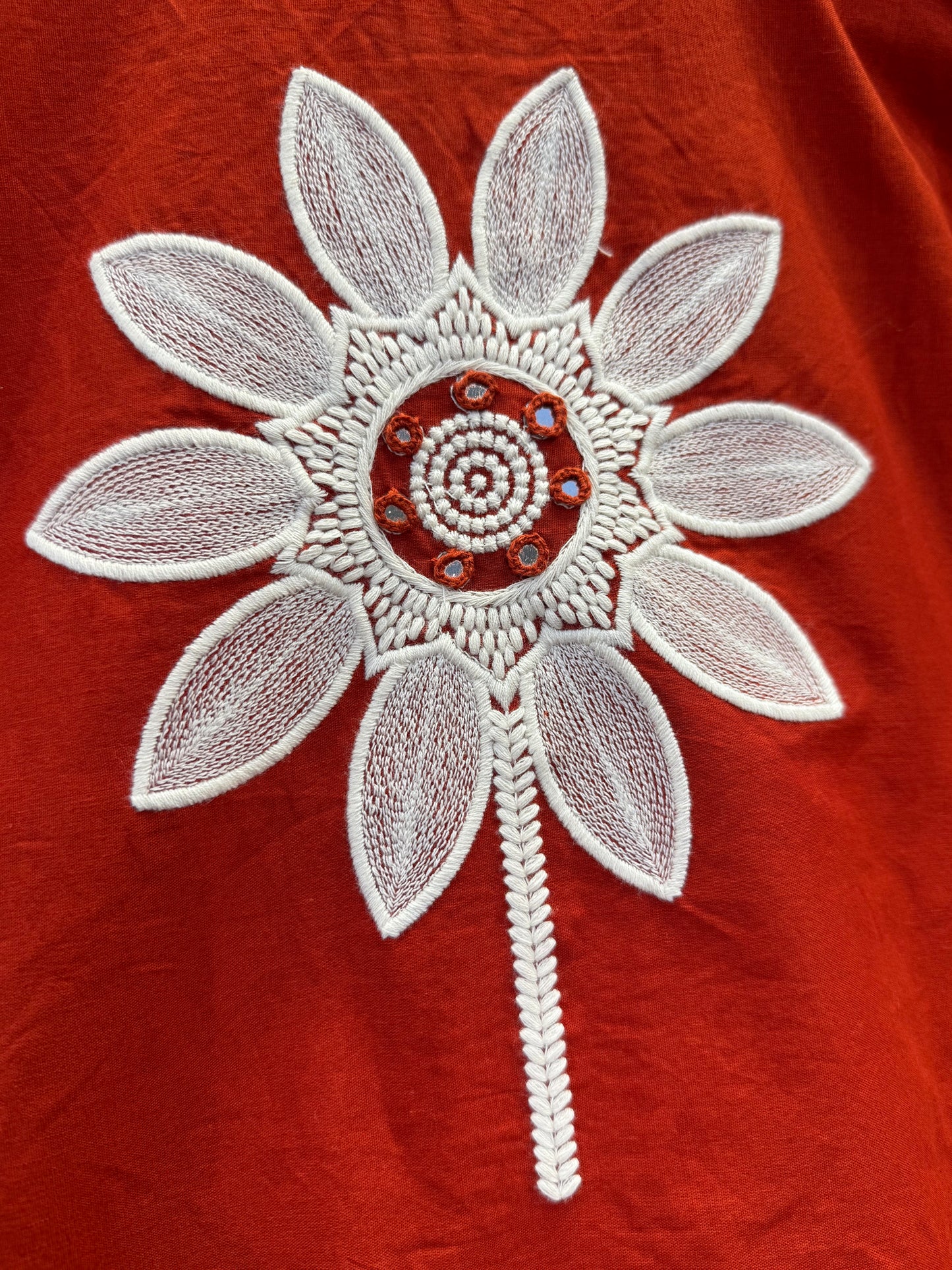 Rust Orange Embroidery Kurti With Pant and Dupatta