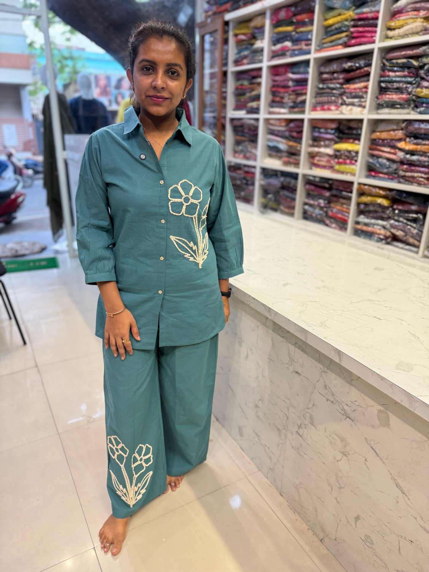 Blue Cotton Flex Co-ords Set-HSC25