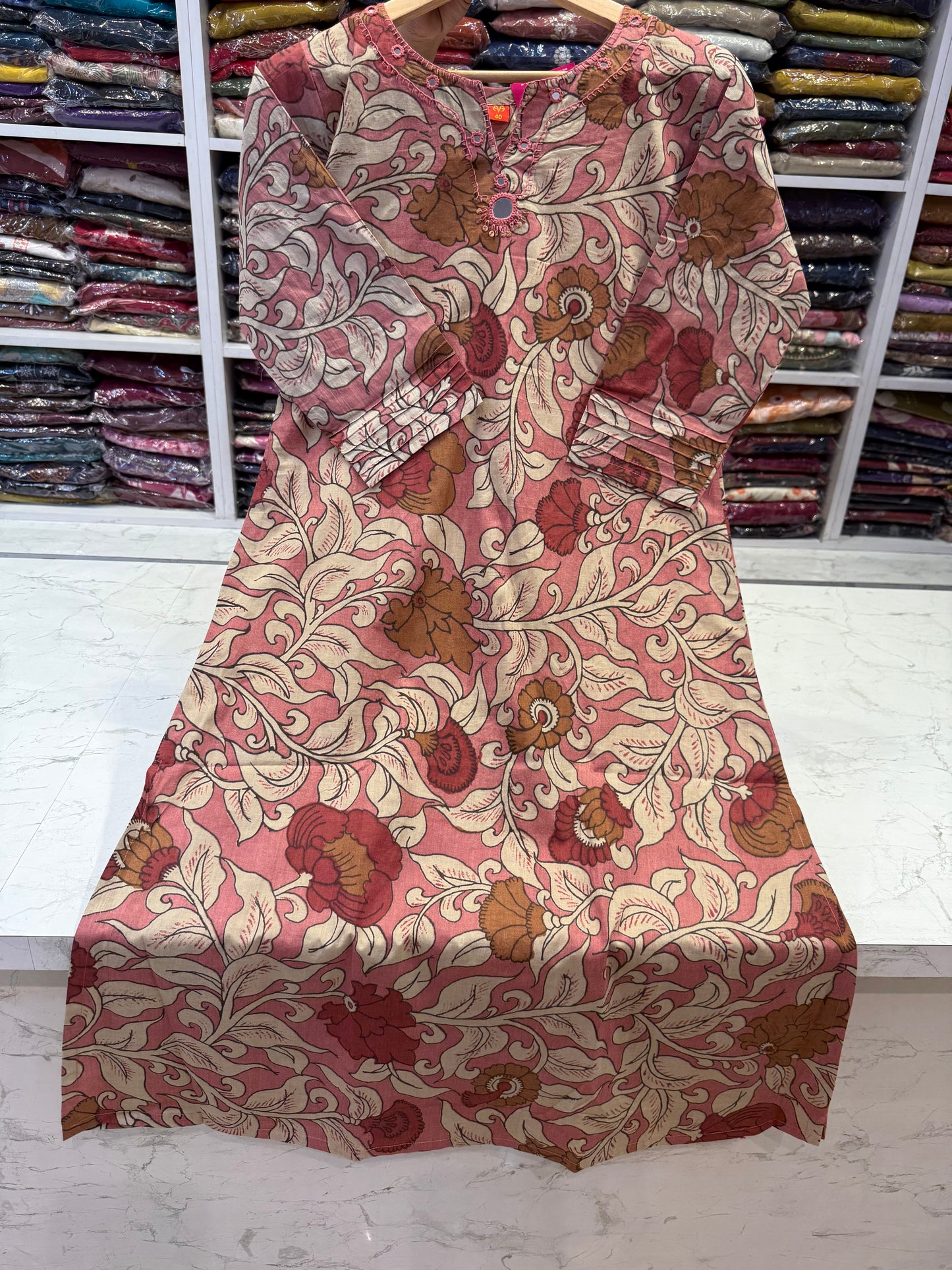 Natural Printed Floral Pure Cotton Kurti