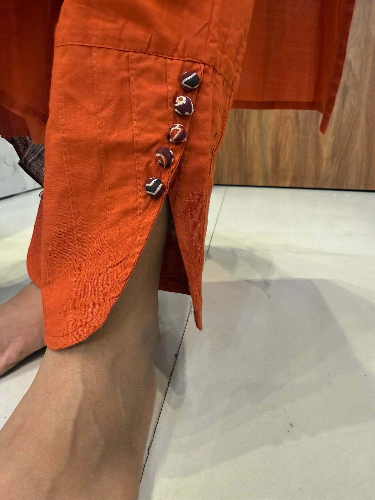 Rust Orange Embroidery Kurti With Pant and  Printed Dupatta -HSC1263