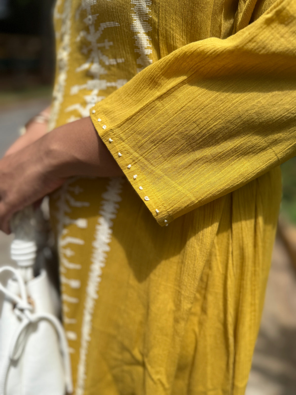 Mustard A-line Pure Cotton Dress - HSC1160