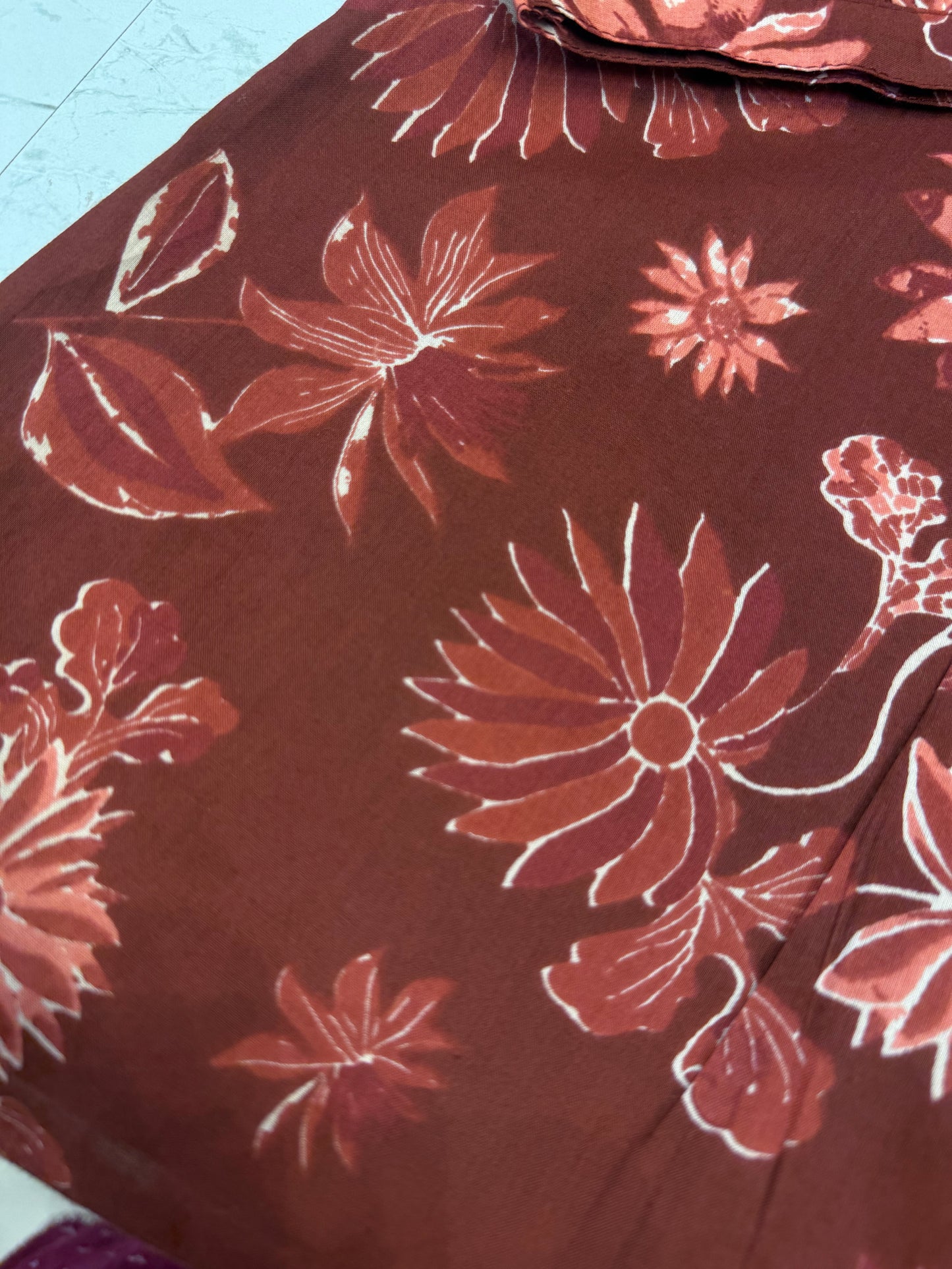 Floral Brown Cotton Tunic Top