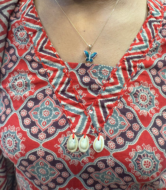 Ajarkh Block Printed Kurti With Pant and Dupatta