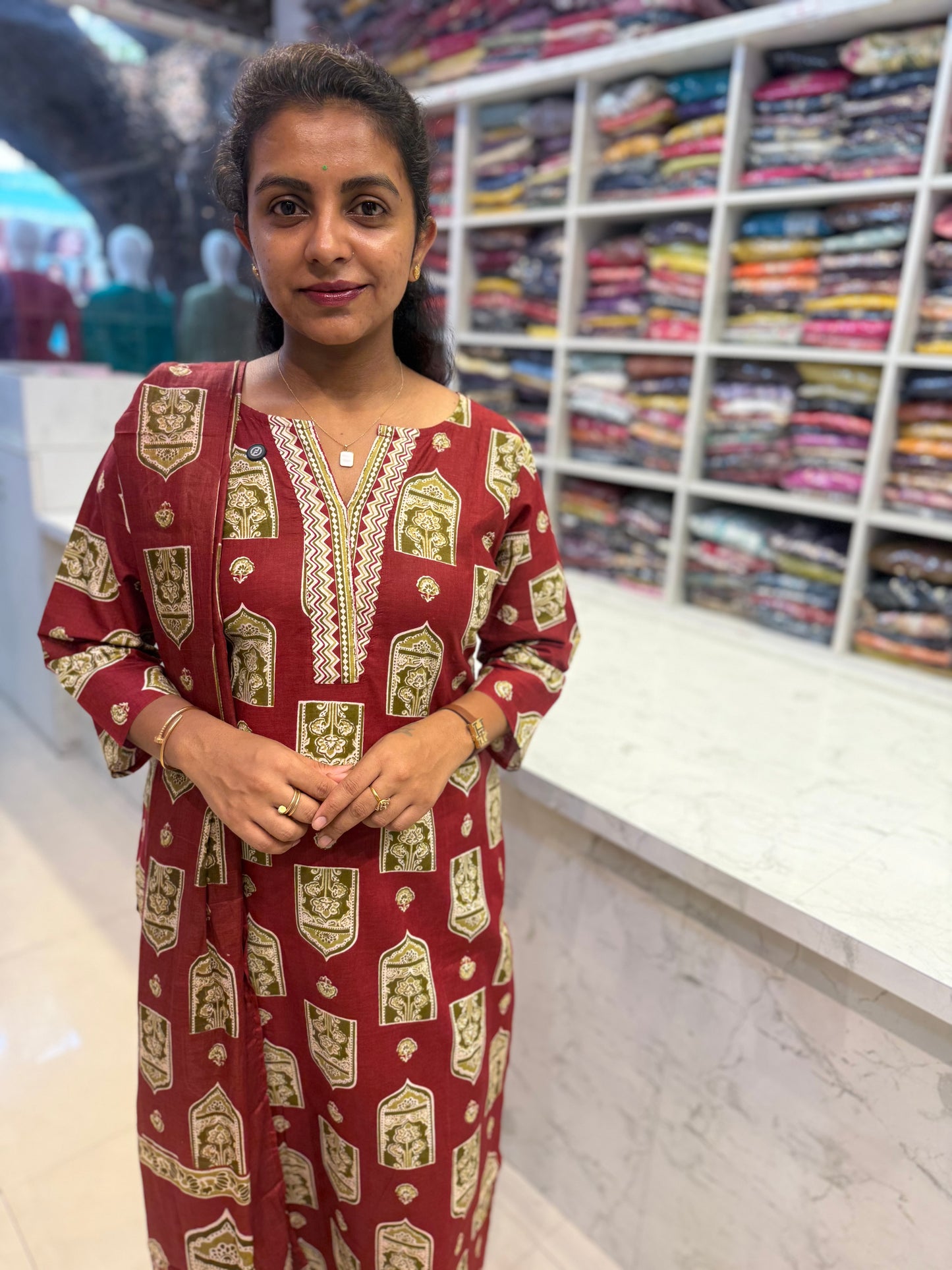 Printed Kurti With Pant and Dupatta-HSC72