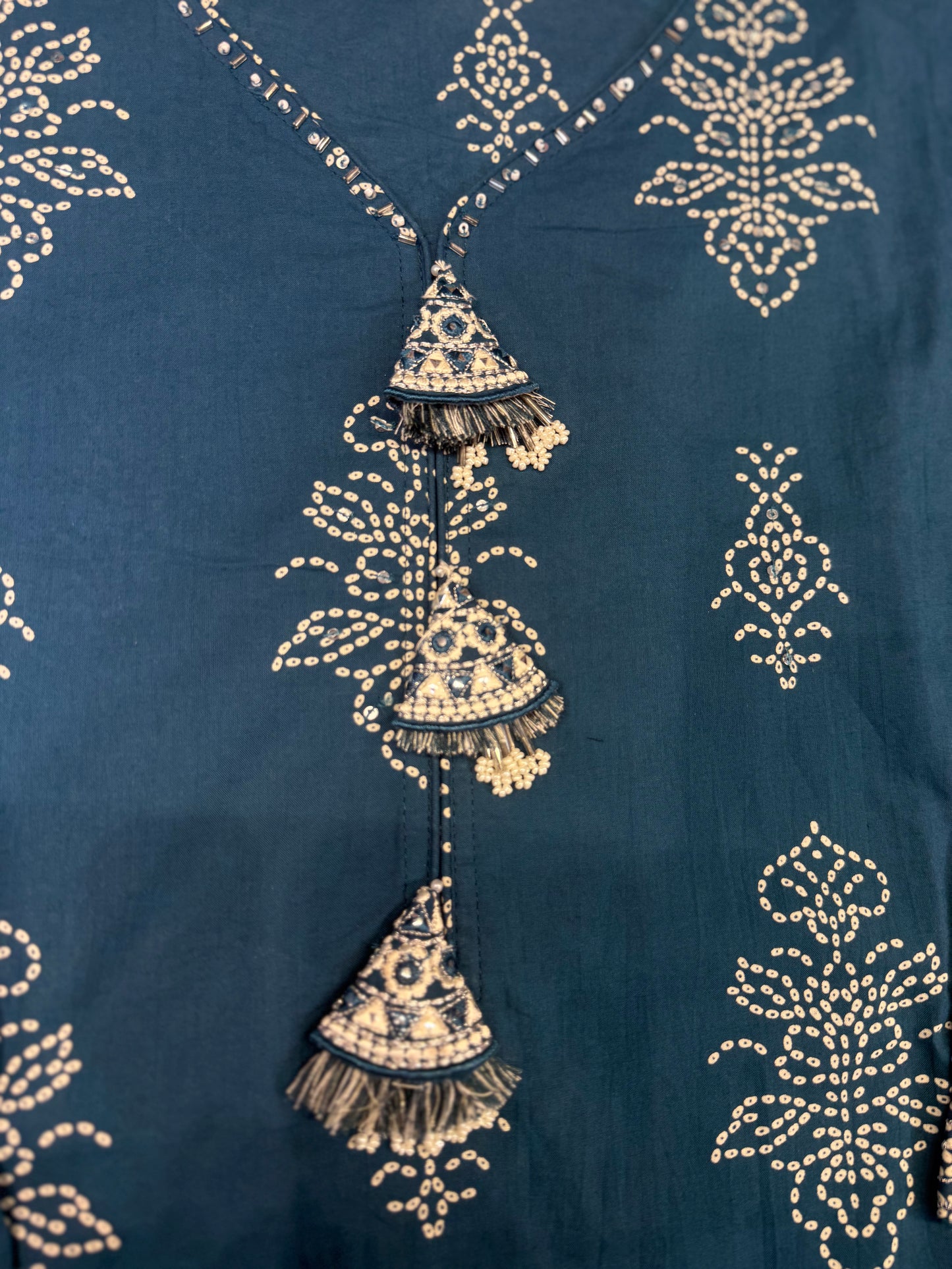Blue Pure Cotton Kurti With Pant