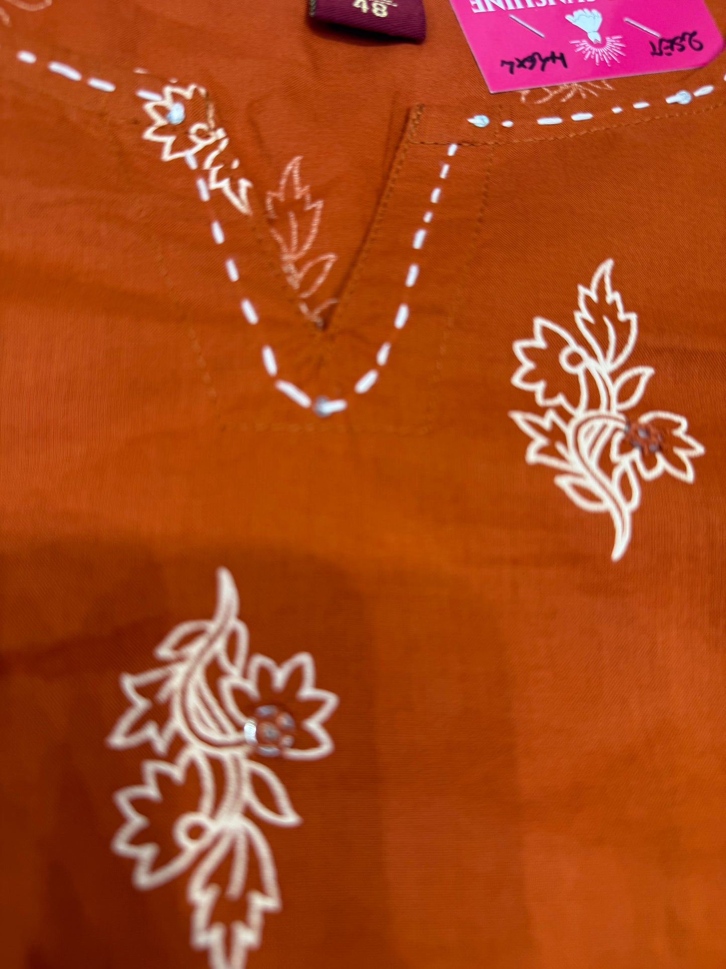 Printed Rust orange Kurti with Pant and Dupatta