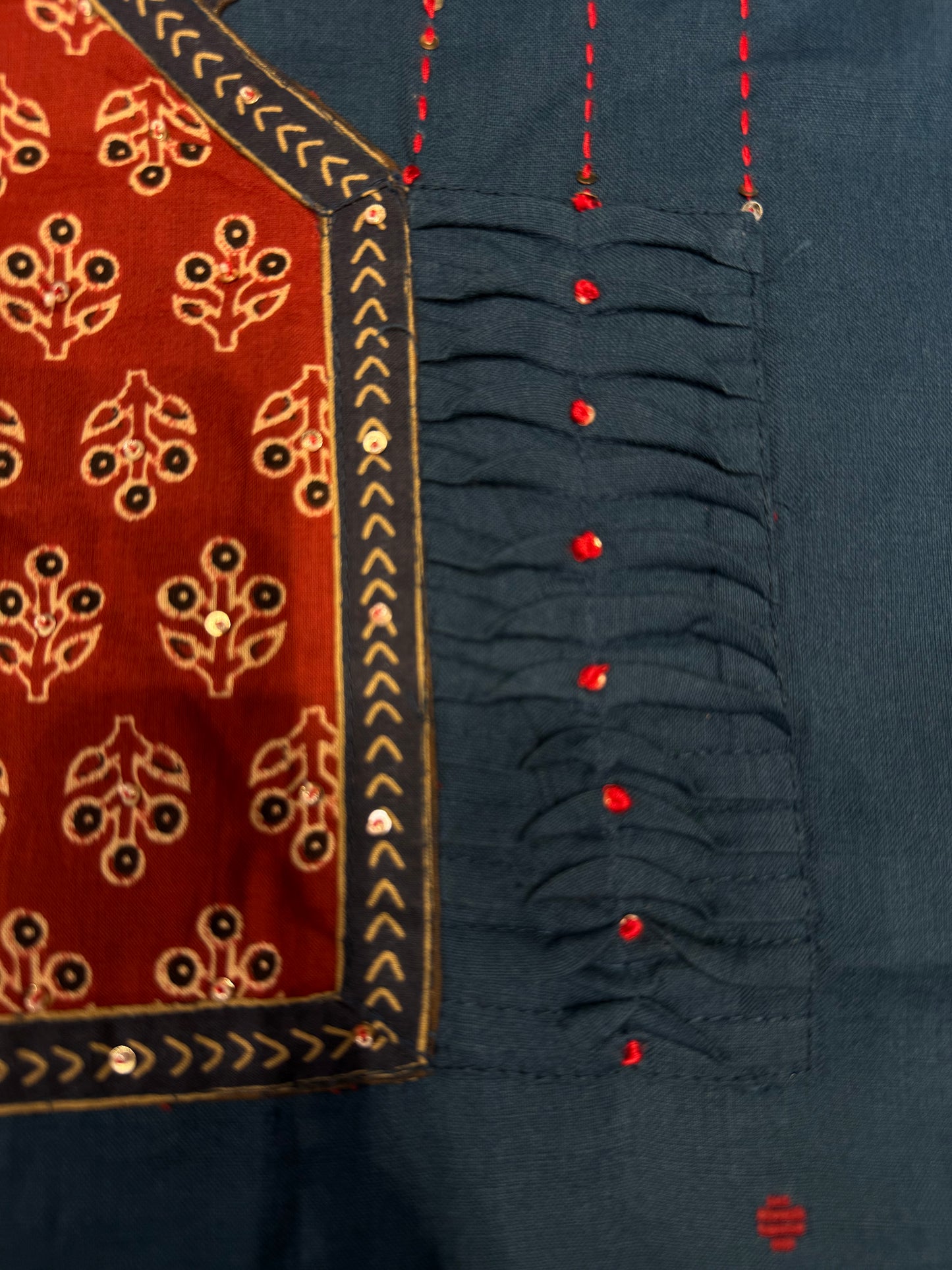 Premium Blue Pure Cotton Embroidered Kurti - HSC1167