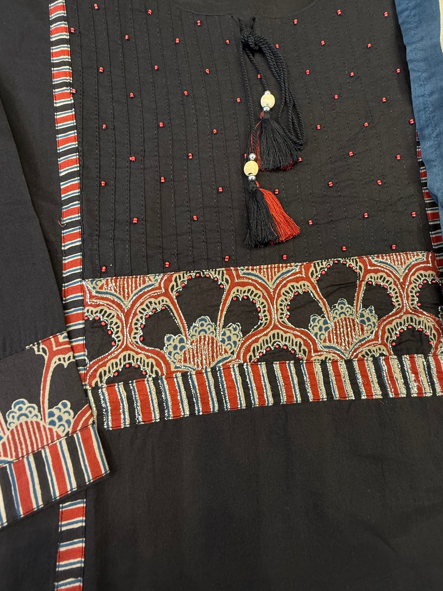 Black Pure Cotton Kurti With pant and Dupatta