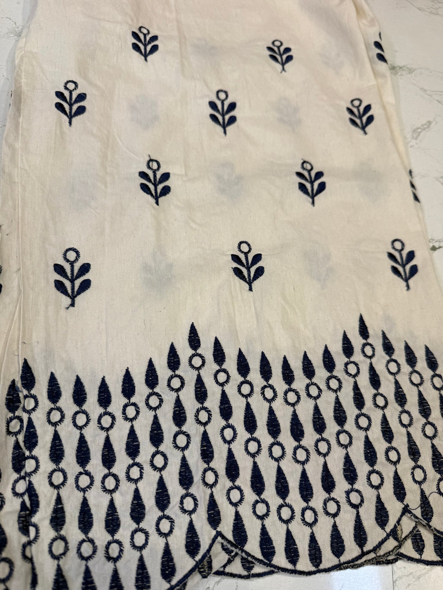 Ikat Sleeveless Blue Pure Cotton Kurti With Palazzo Pant-HSC96