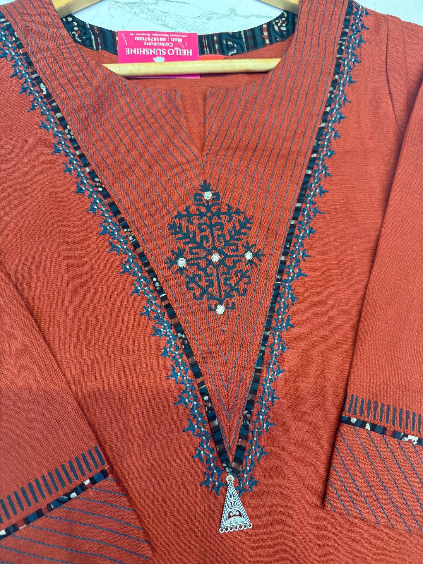 Marron Cotton Flex Kurti