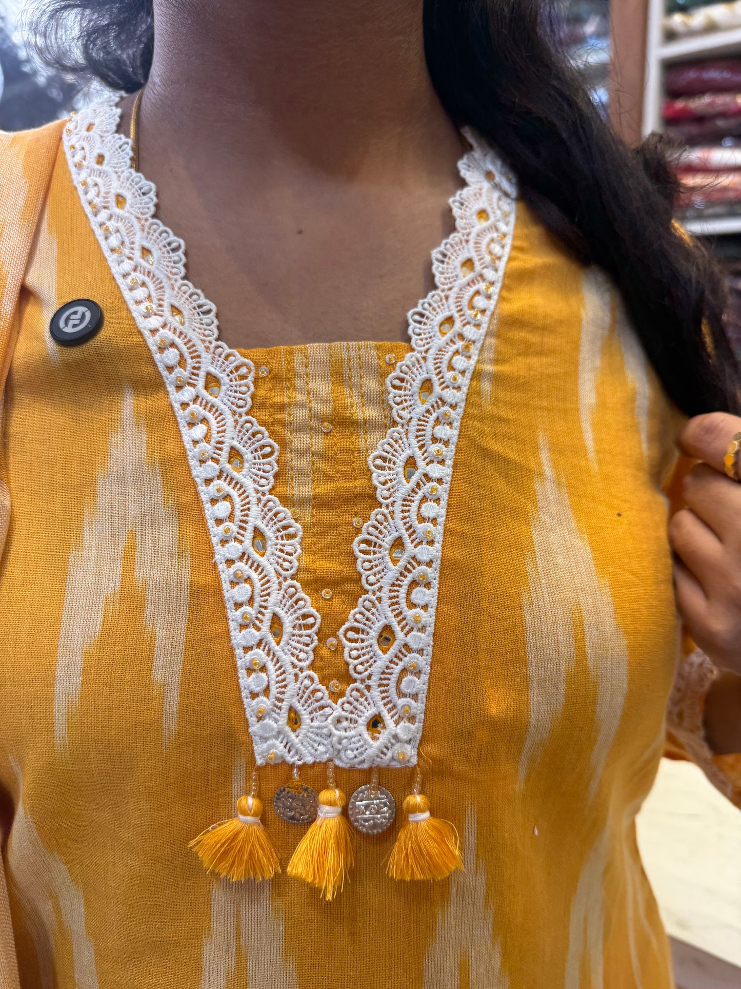 Sunshine Yellow Mul Cotton Kurti With Pant and Dupatta