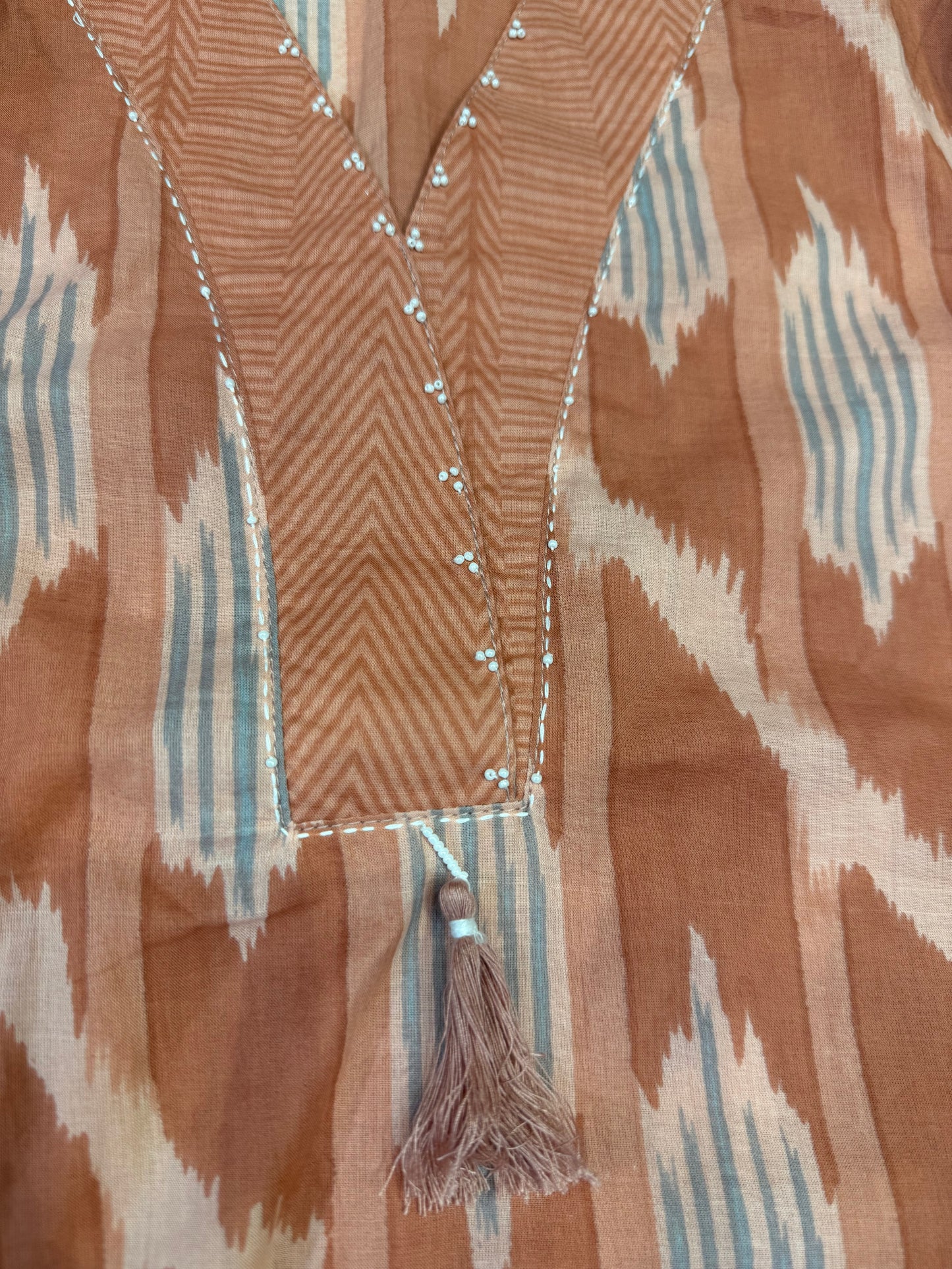 Peach Pure Cotton Kurti With Pant and Dupatta - HSC1173