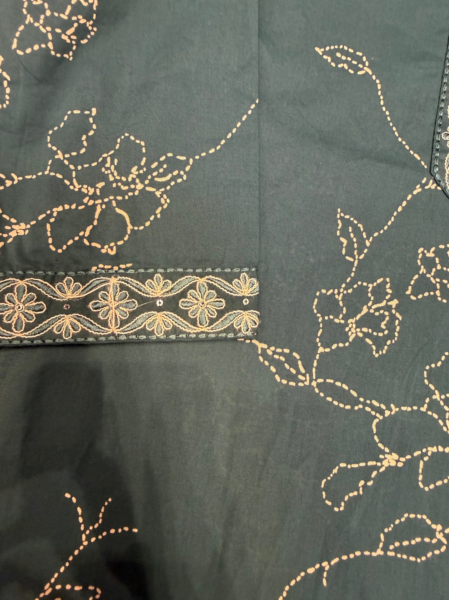 Green Pure Cotton Straight cut Kurti - HSC1151