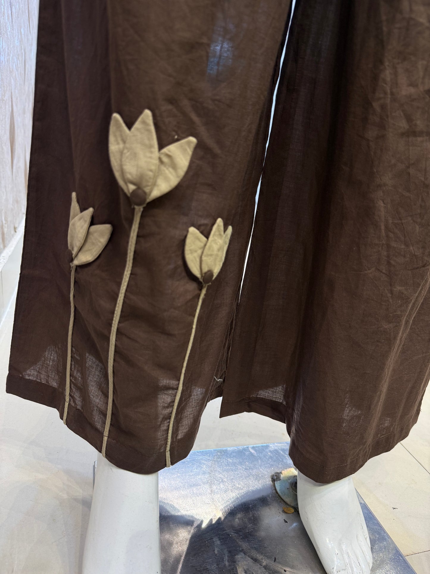 Brown Applique Pure Cotton Co-ords Set