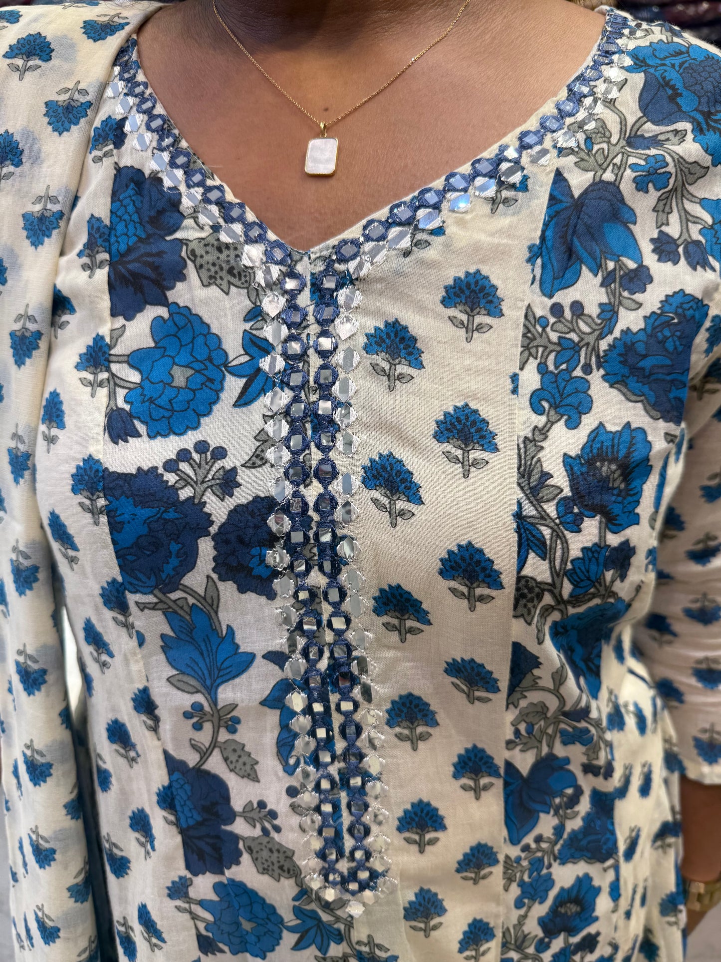 Pure Mul Cotton A-line Kurti With Pant and Dupatta-HSC79