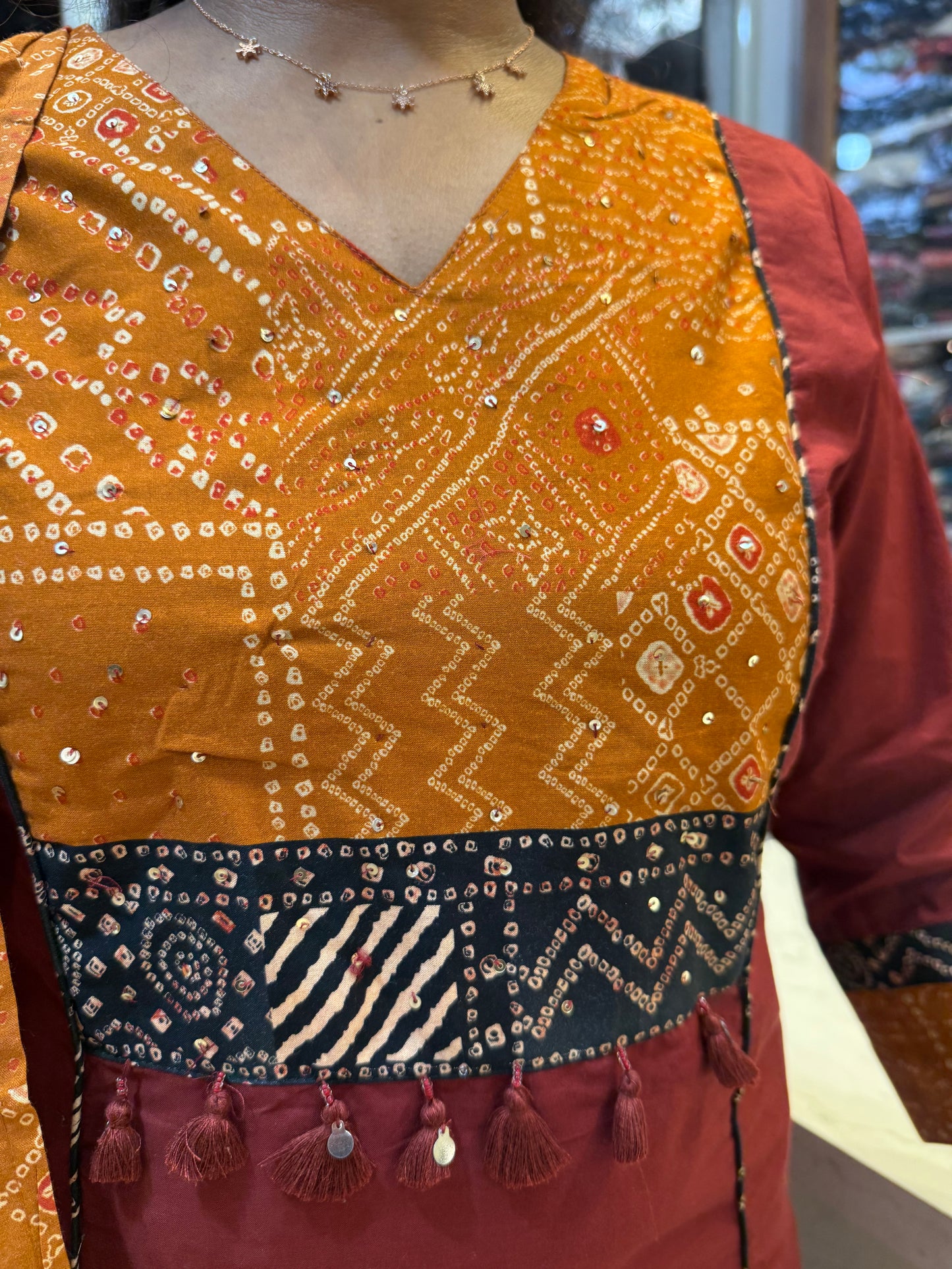 Patch Work Printed Pure Cotton Kurti With Pant and Dupatta