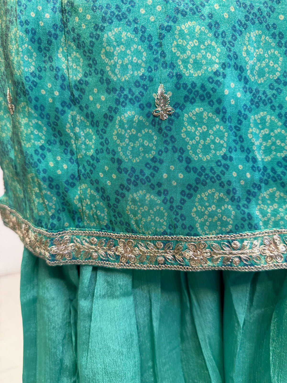 Green Pure Chiffon Embroidery Kurti With sharara Pant and Dupatta -HSC1238