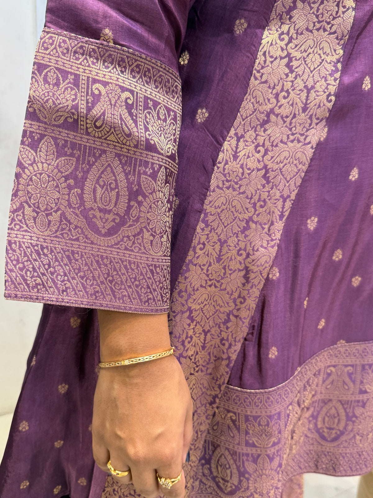 Purple Banasari Embroidered Kurti With Pant -HSC1208