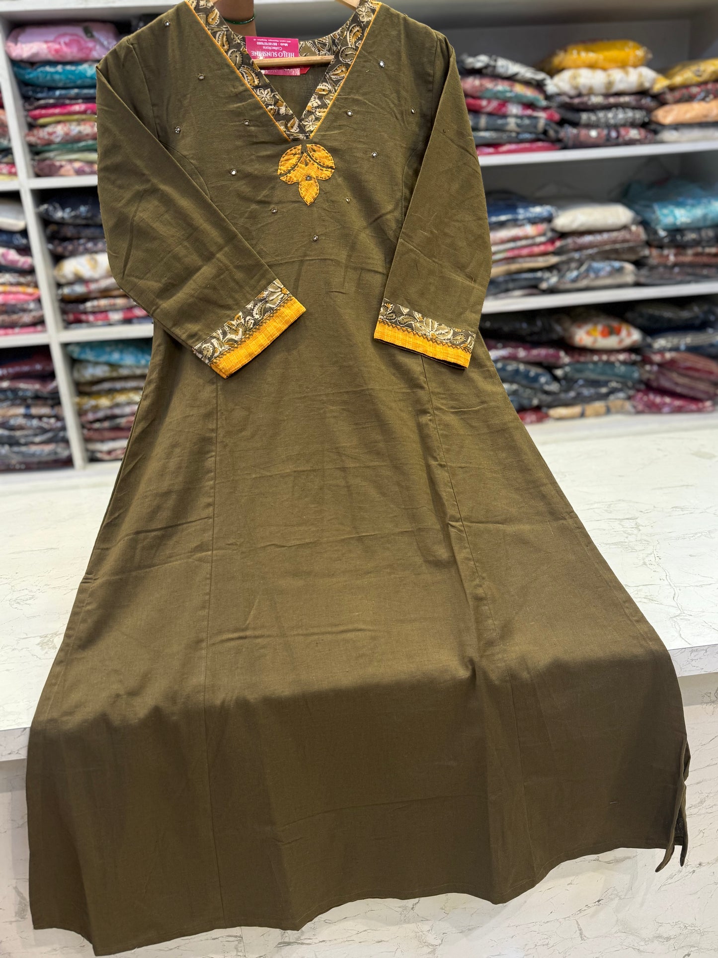 Olive Green Pure Cotton Kurti