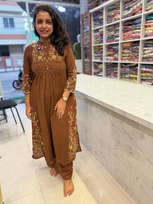 Crossstitch work Pure Cotton Kurti With Pant - HSC1157