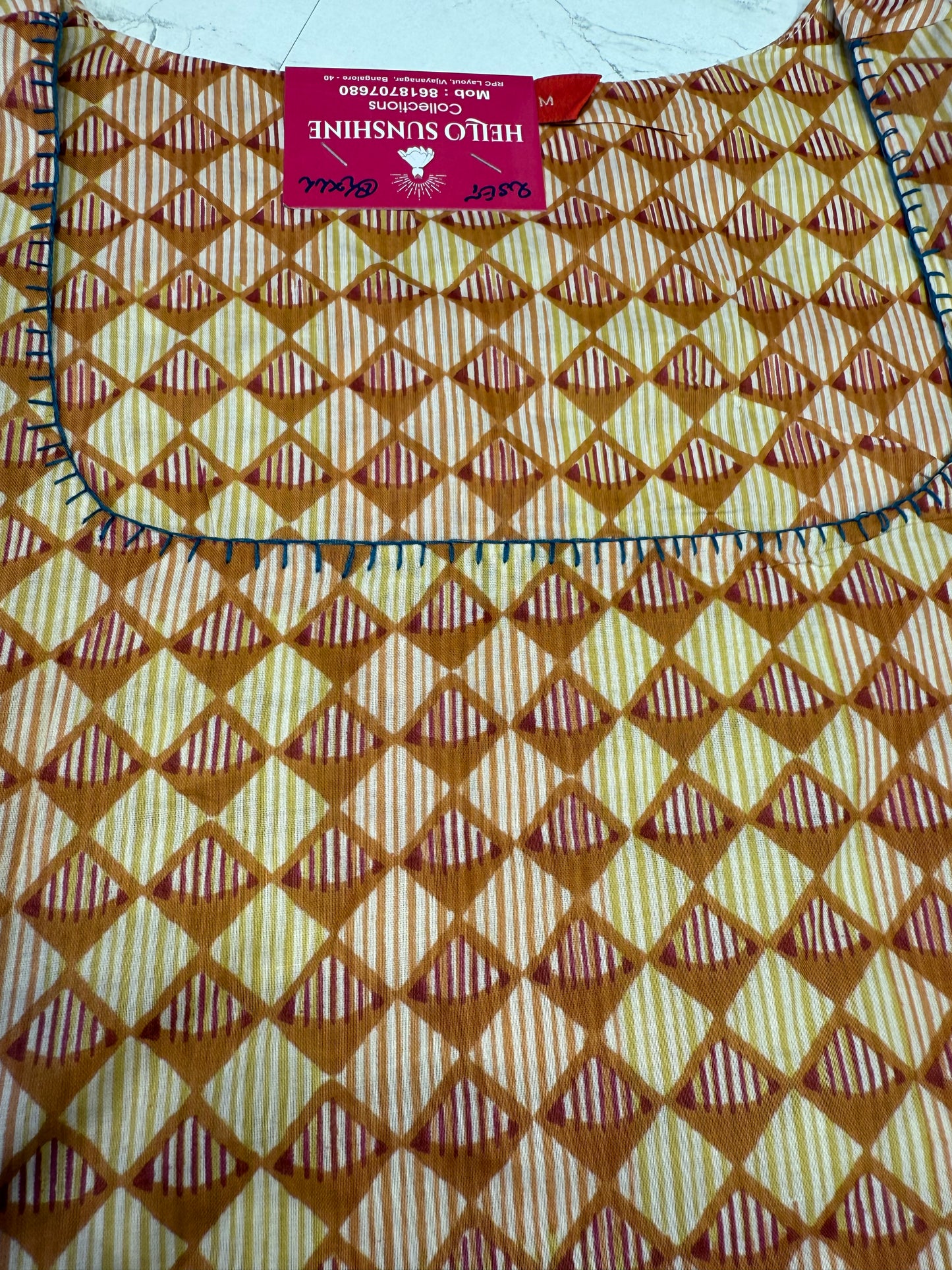 Geometric Printed Stylish A-line Cotton Kurti