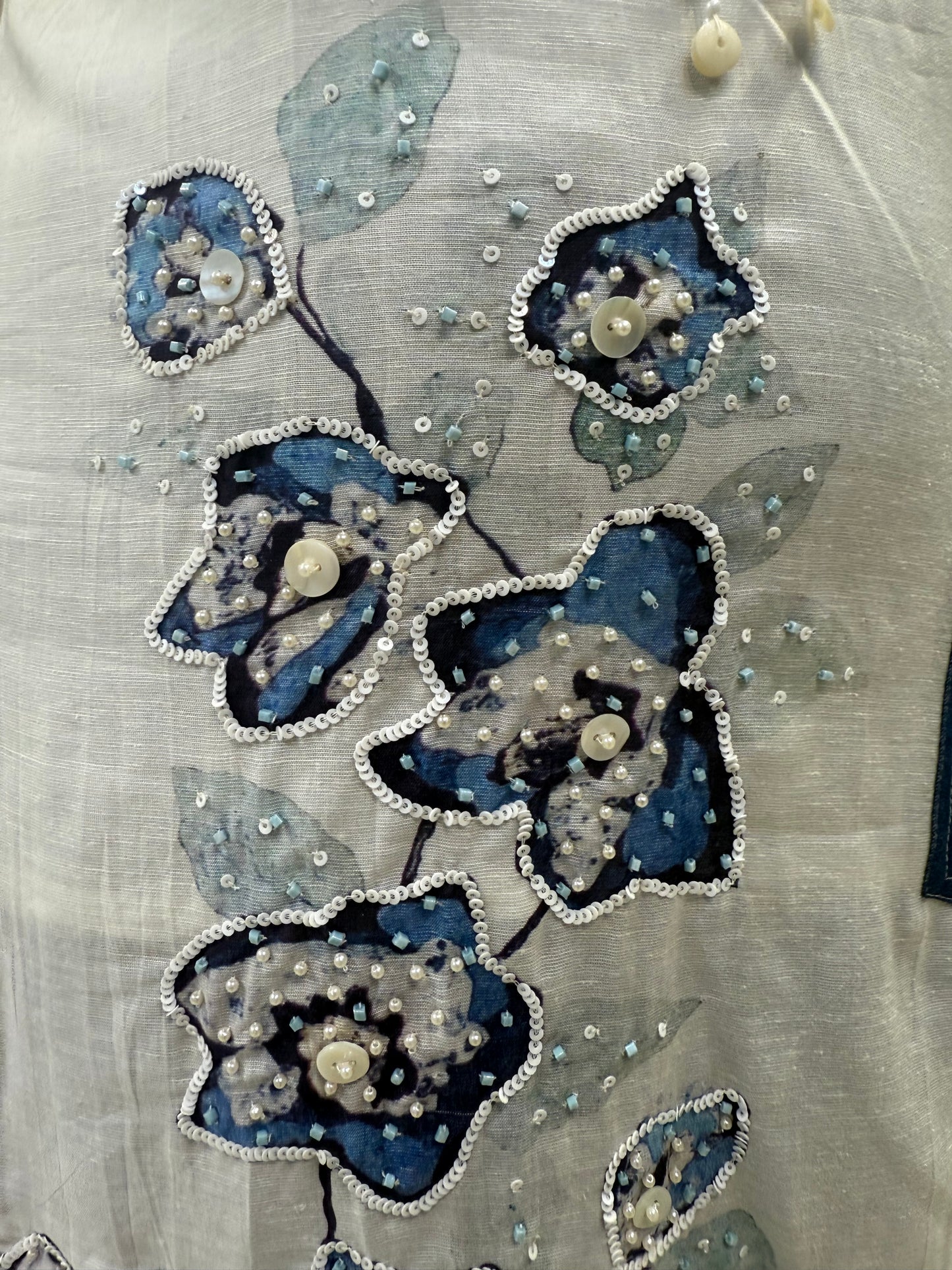 Half White Hand Embroidery Denim Set