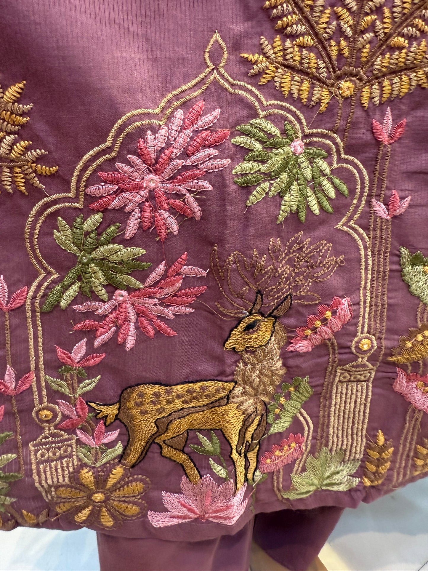 Deer Pure Mul  Cotton Embroidery Salwar Set