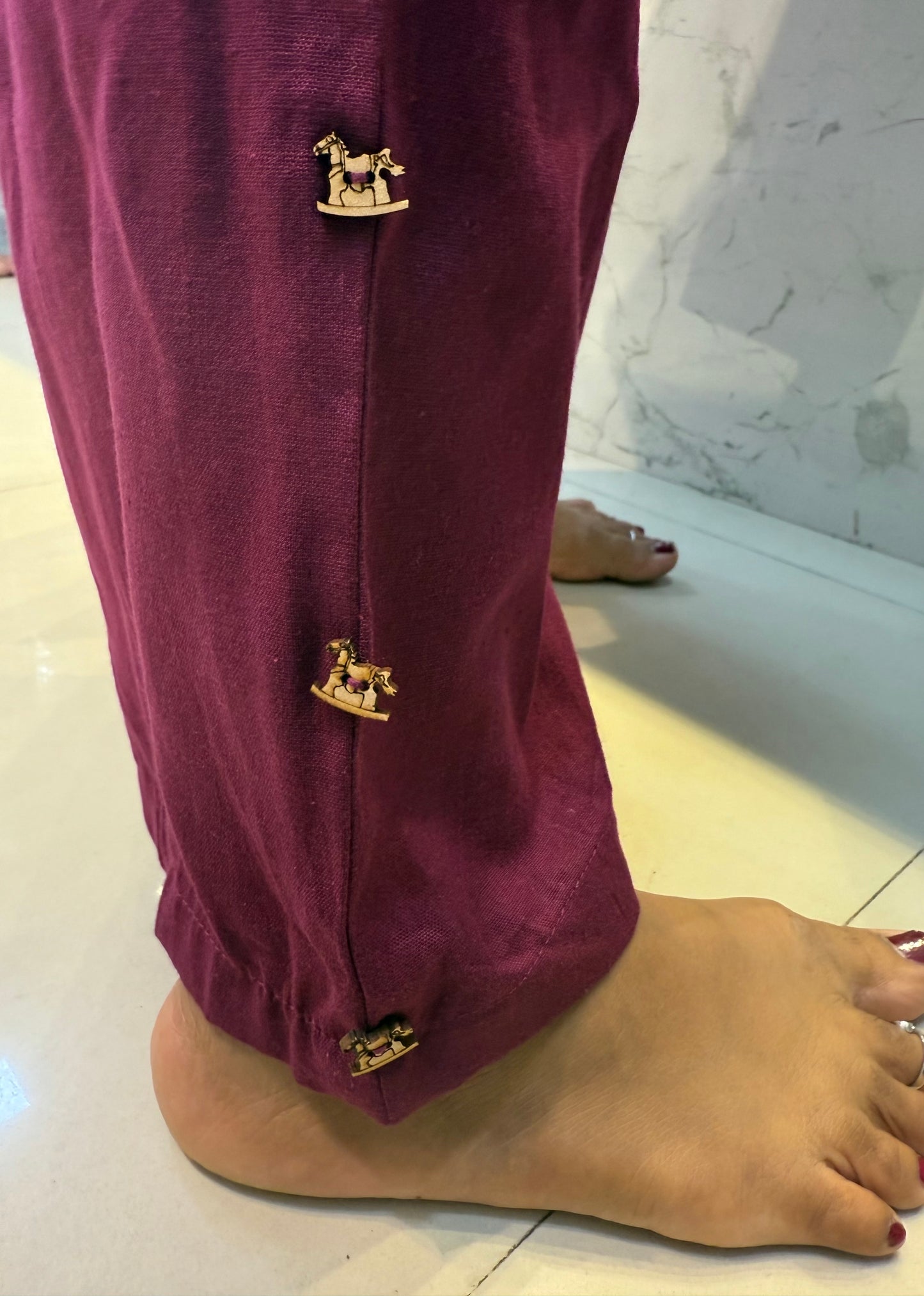 Horse Green and Wine Cotton Flex Co-ords Set