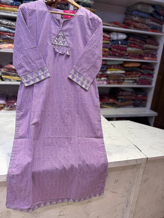 Lavender Pure Cotton Kurti - HSC1152