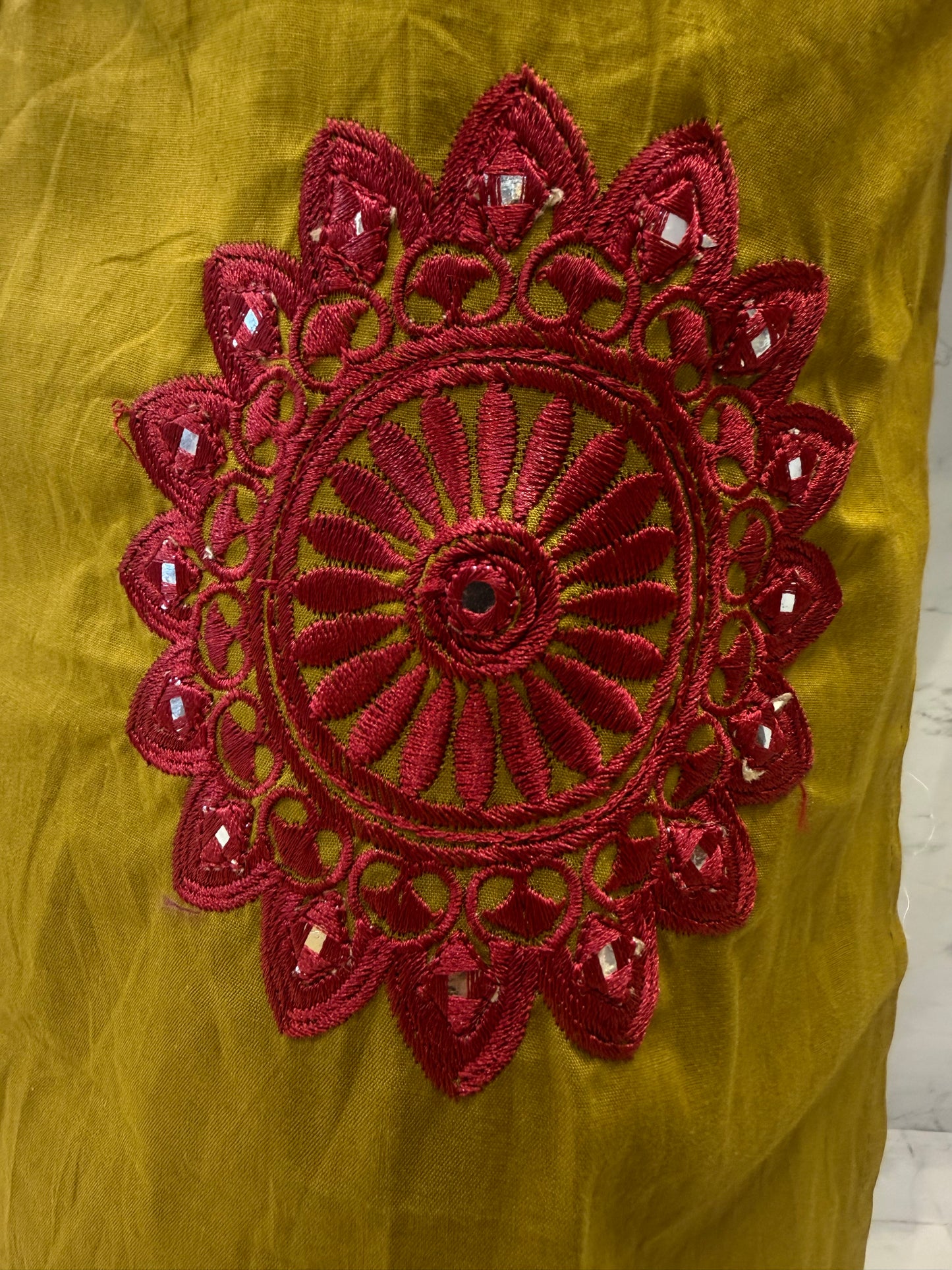 Green Embroidery Cotton Kurti With Pant-HSC153