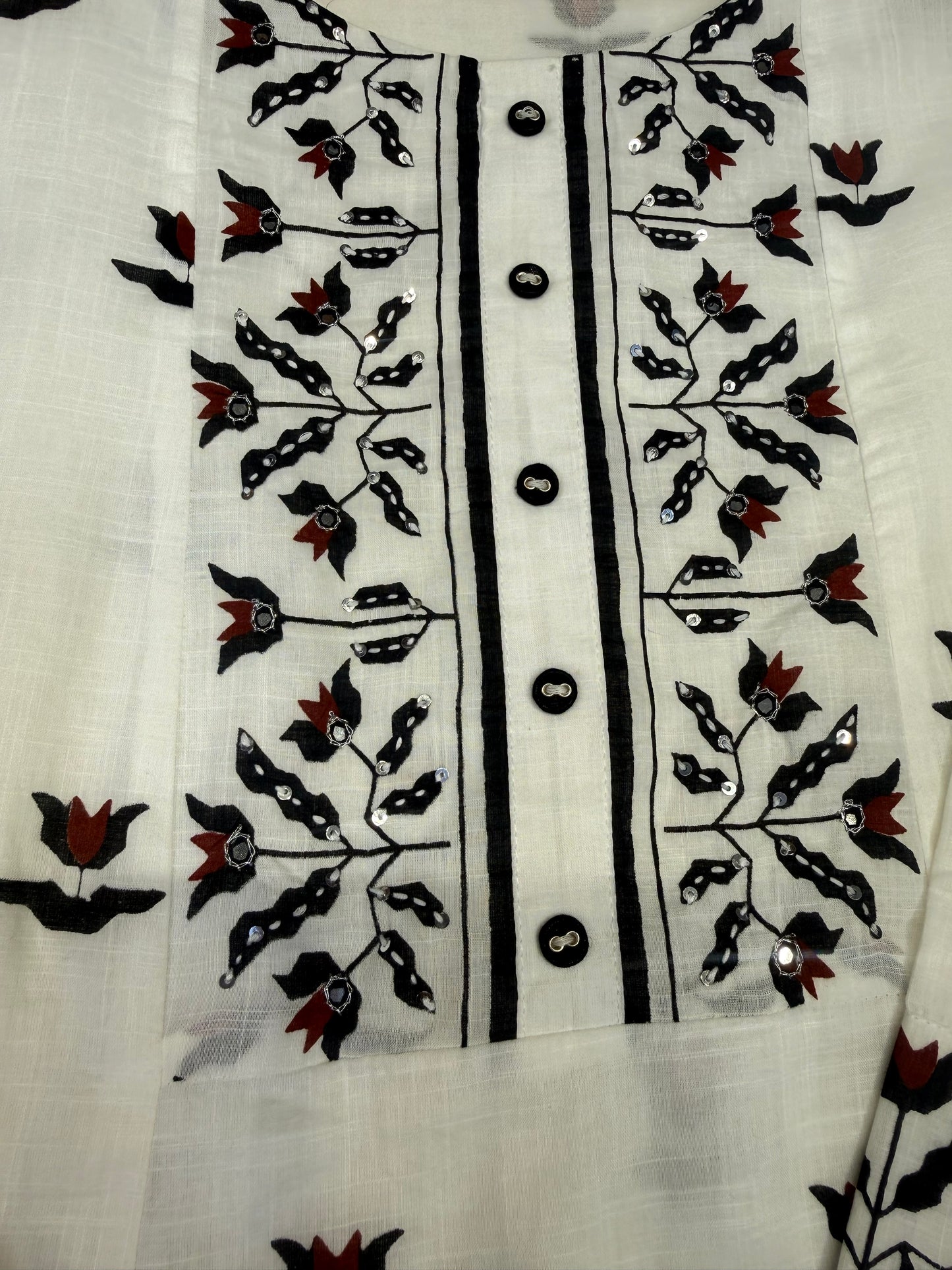 Pure White Pure Cotton Embroidered Kurti With Pant-HSC81
