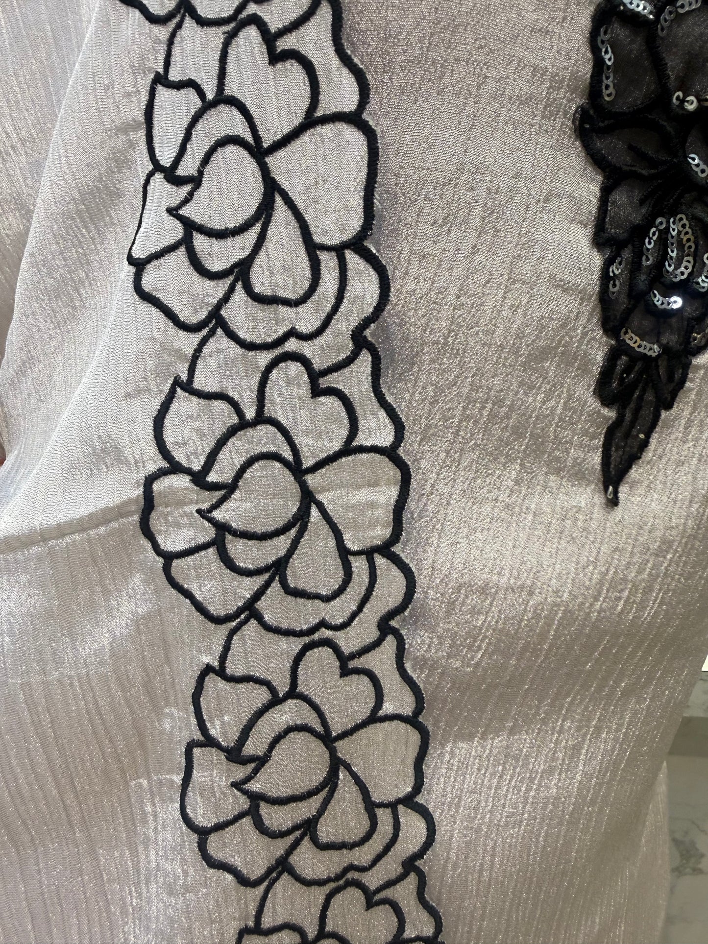 Shimmer Crush Thread Embroidery Kurti With Divider Pant with Scallop Dupatta-HSC155