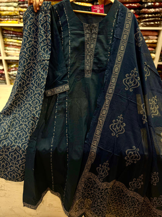 Printed Blue  Kurti with Pant and Dupatta