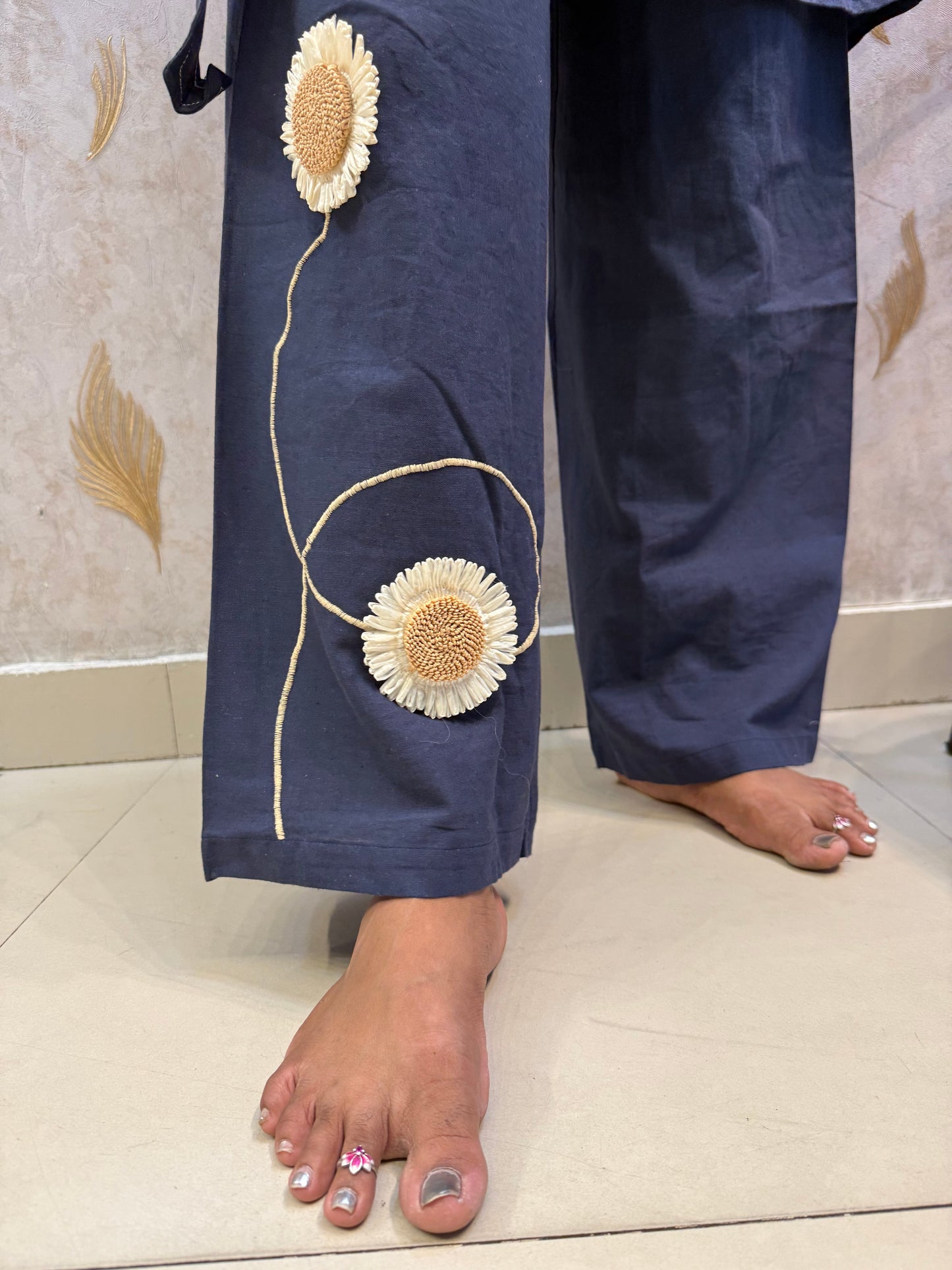 Flower Appliqué Cotton Co-ords Set-HSC128