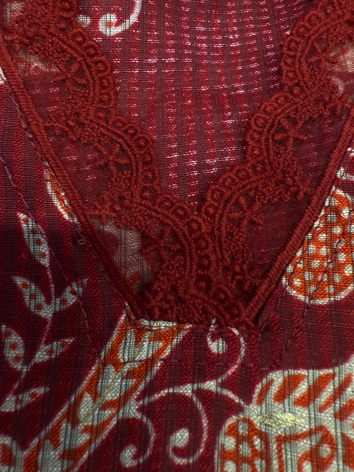 Marron Printed Kurti With Pant and Dupatta-HSC31