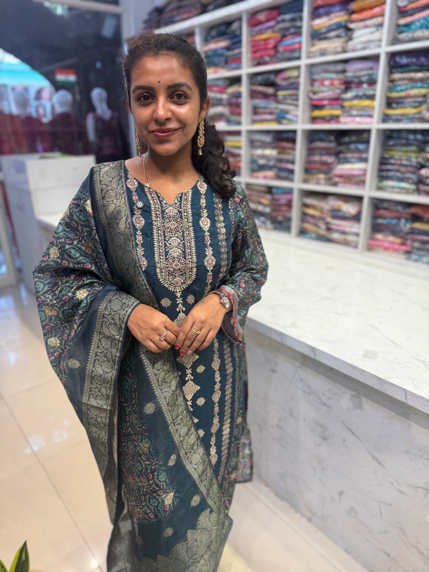 Pure Banarasi Silk Kurti With Pant and Dupatta