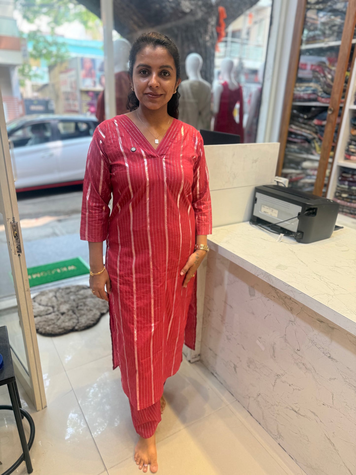 Silver Pure Cotton Co-Ords Set-HSC28
