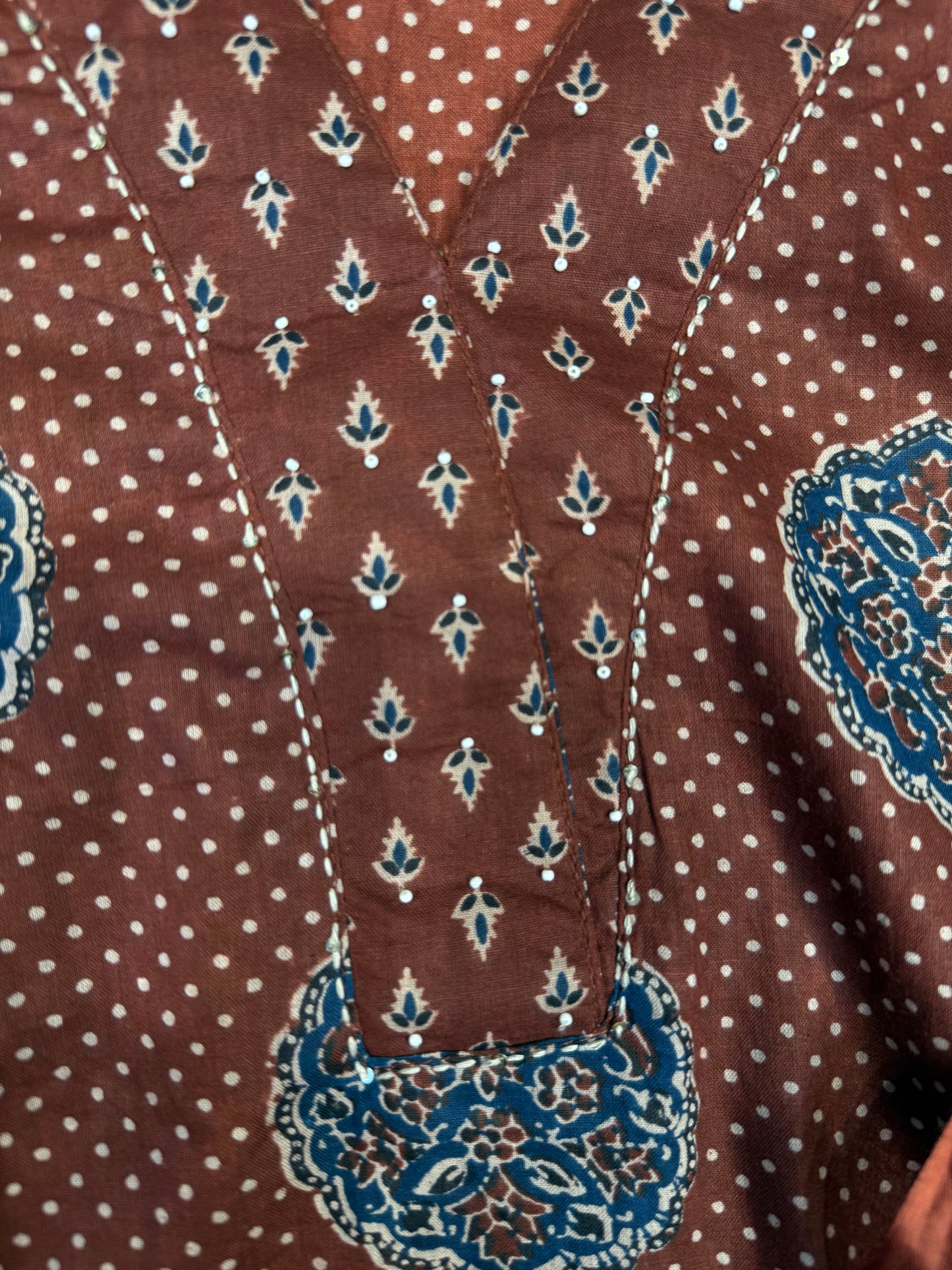 Brown Pure Cotton Kurti With Pant and Dupatta - HSC1173