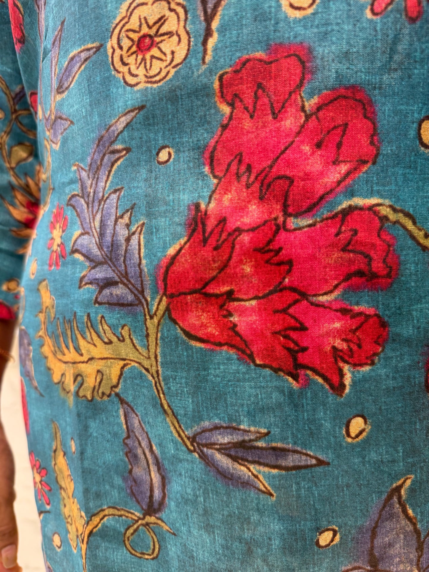 Floral Printed Blue Tunics Top