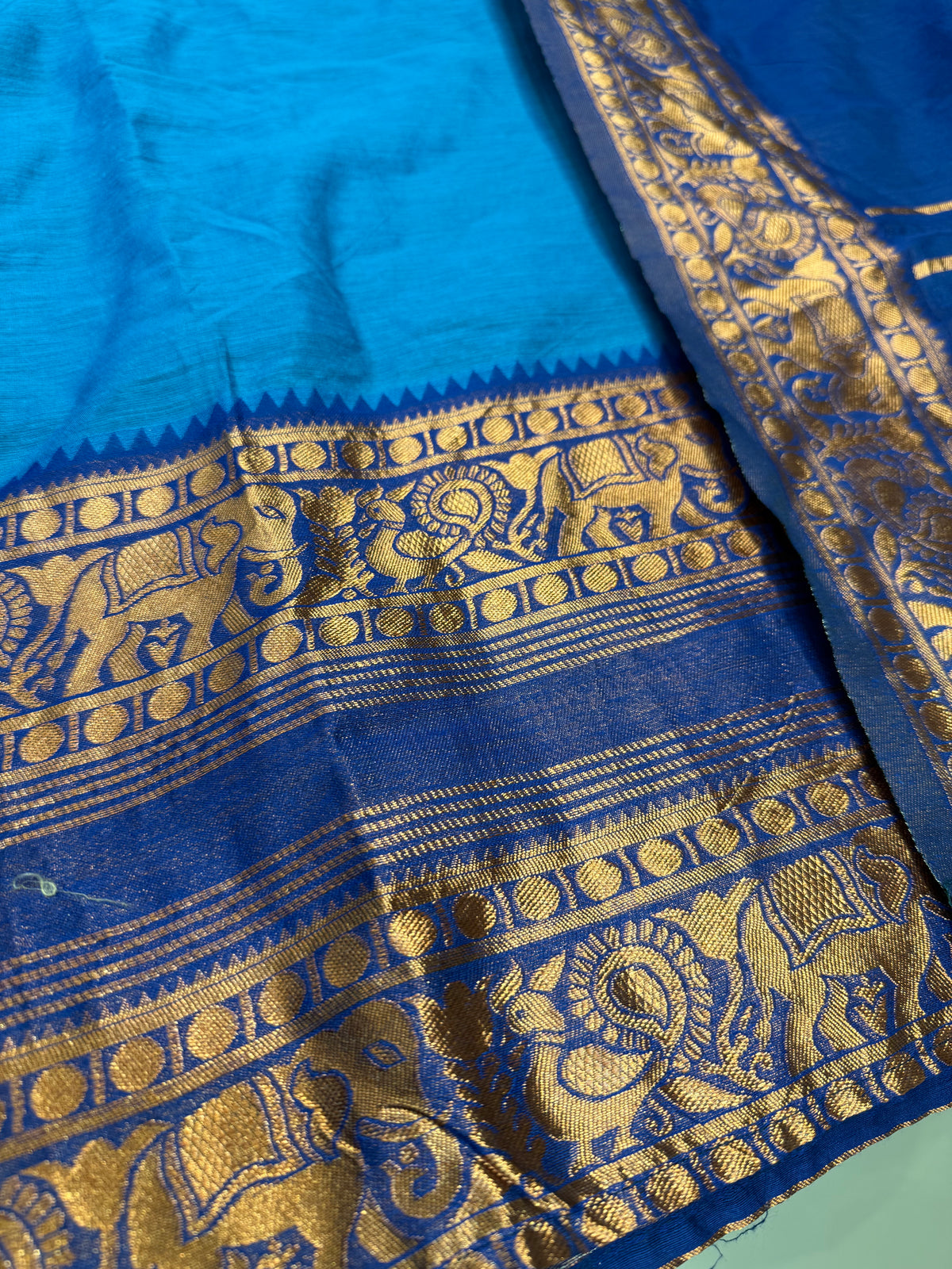 Elephant Blue Silk Cotton Kurti With Pant and Dupatta -HSC1207