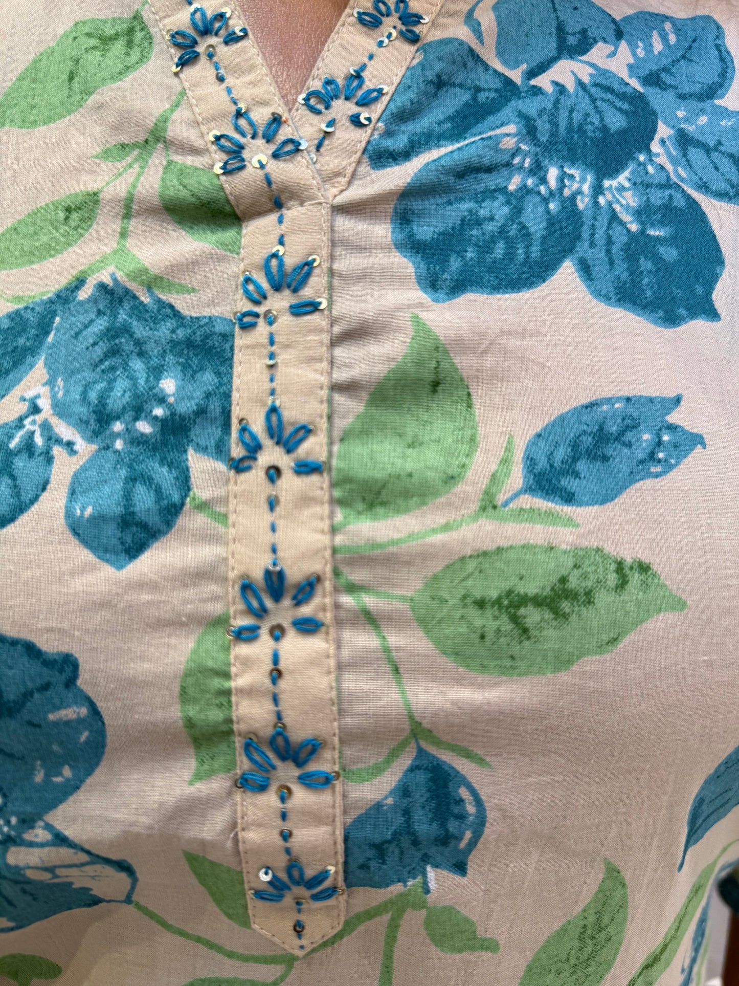 Floral Pure Cotton Kurti With Pant and Dupatta - HSC1173