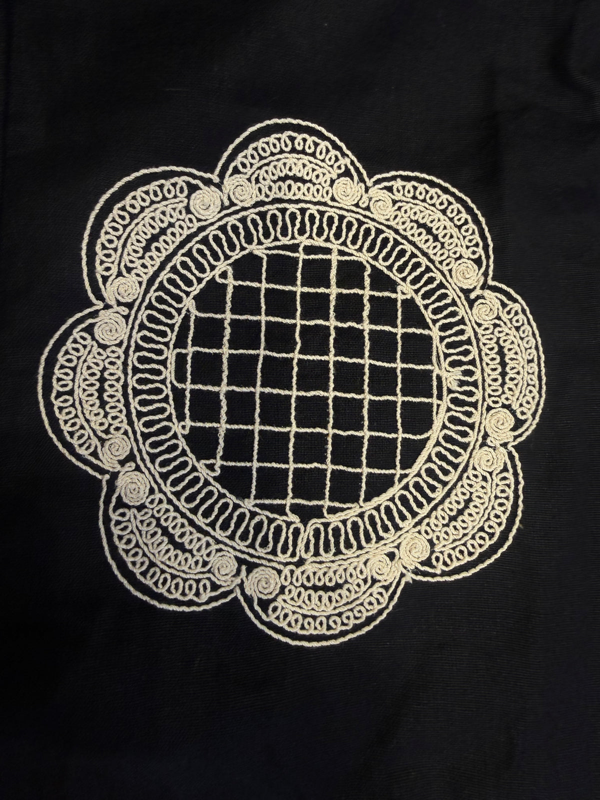 Black Pure Cotton Flex Embroidered Dress -HSC1295