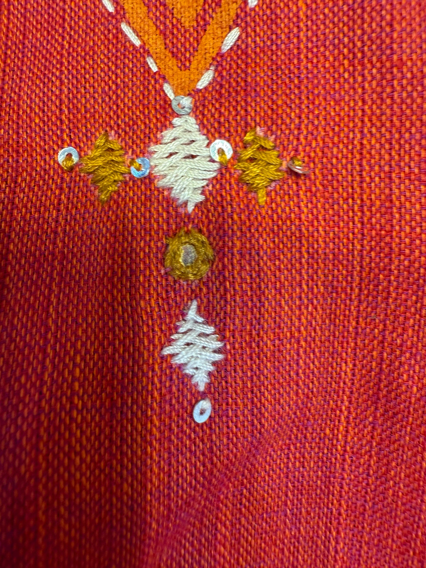 Red Kurti with thread Embroidery