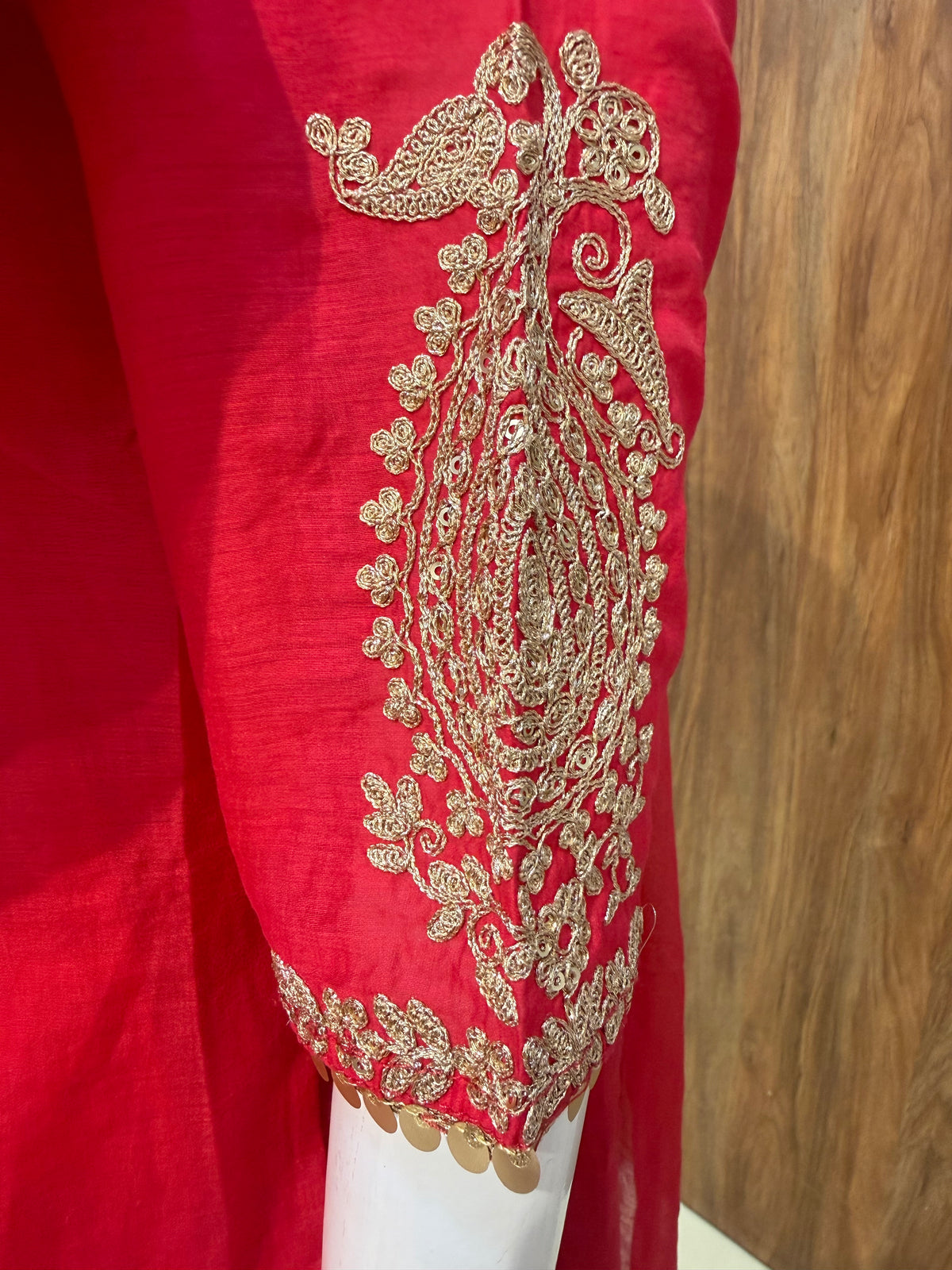 Pink Mul Chanderi Silk Embroidered Kurti With Pant -HSC1298