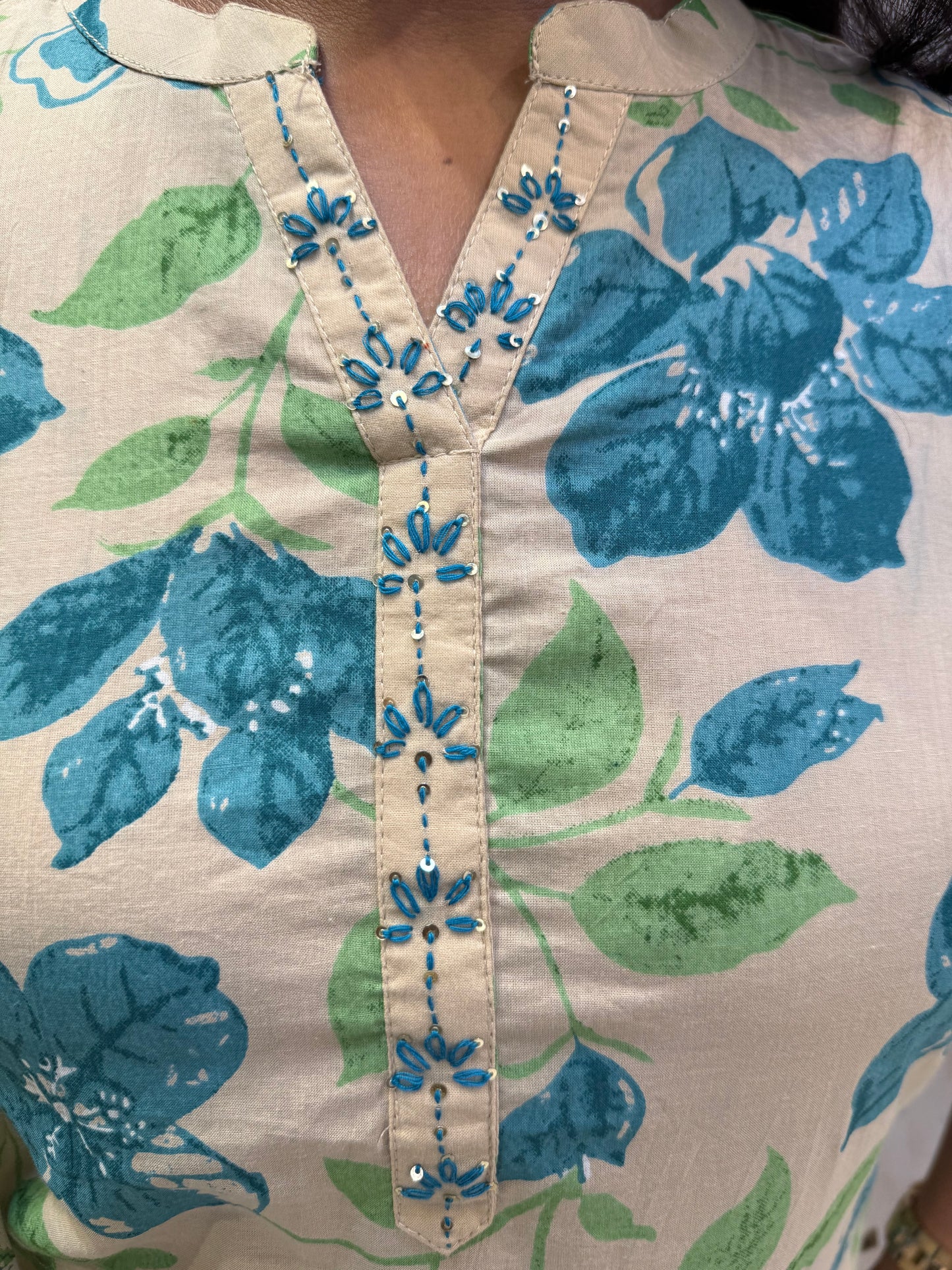 Floral Pure Cotton Kurti With Pant and Dupatta - HSC1173