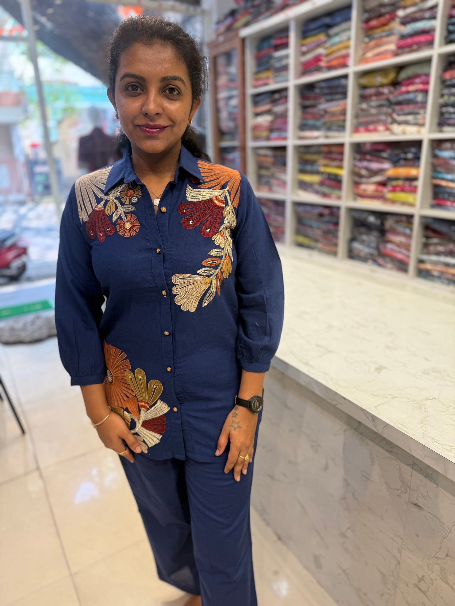 Blue Cotton Flex Co-ords Set-HSC17