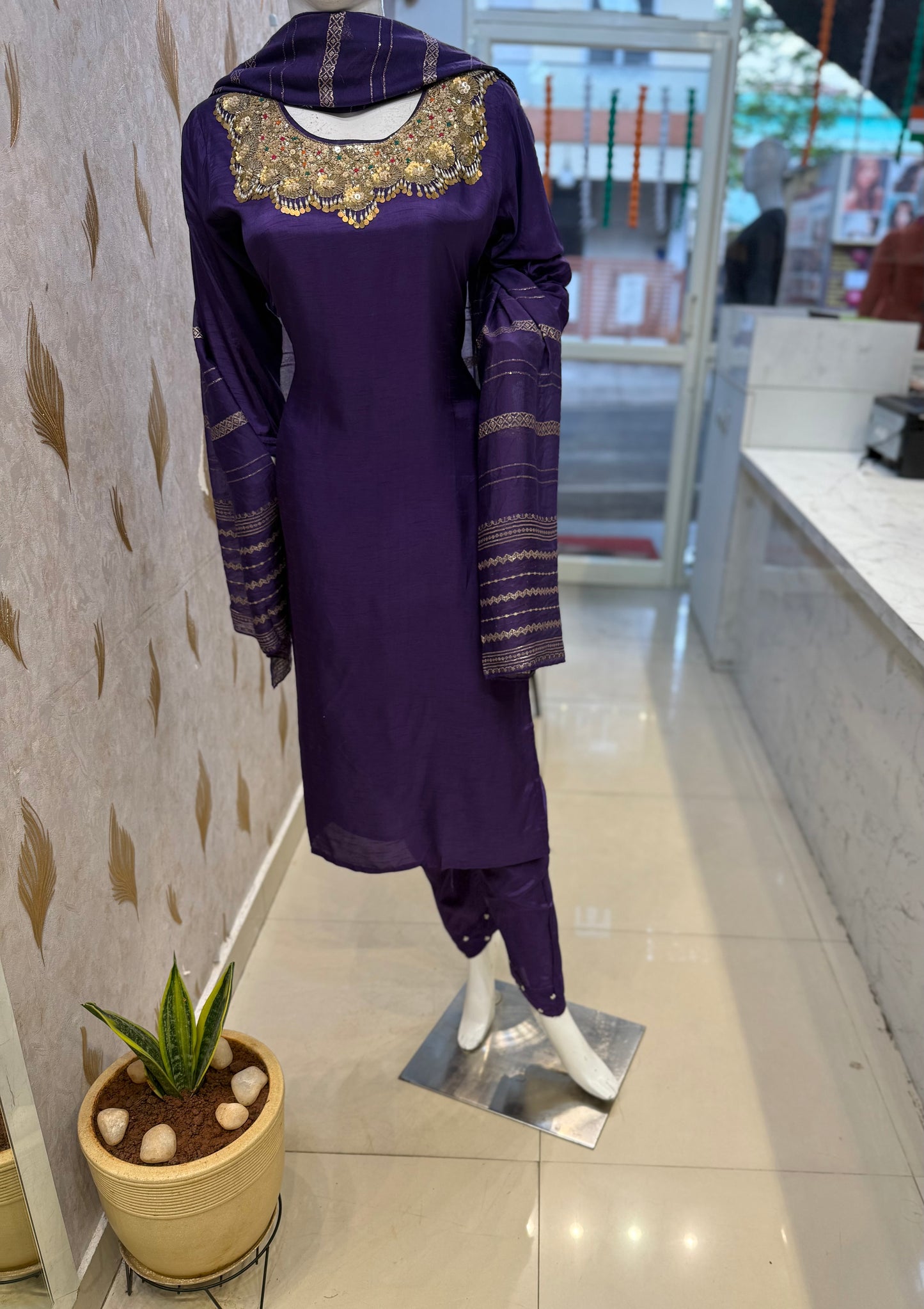 Pure Dola Silk Kurti with Pant and Dupatta
