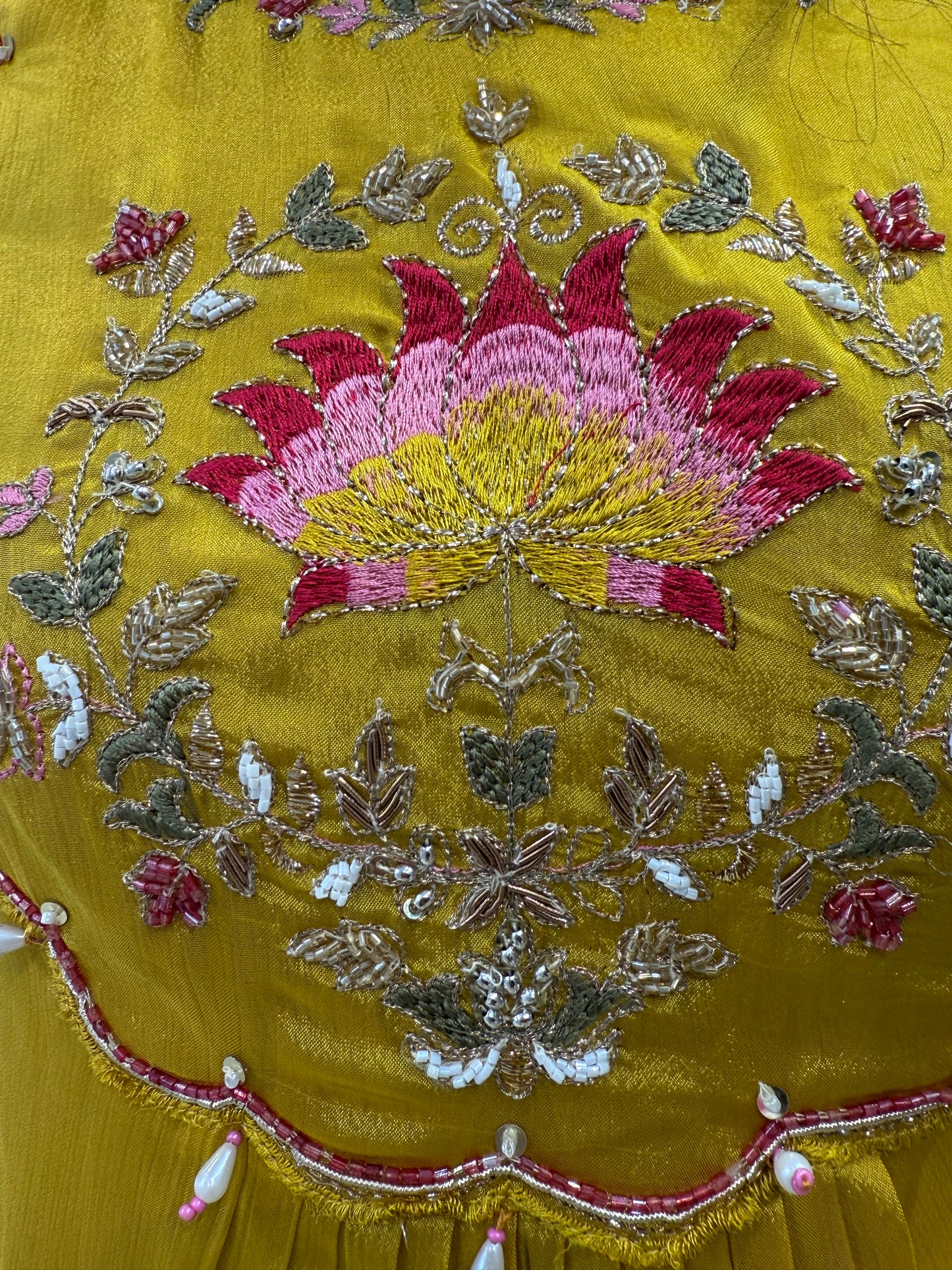 Yellow Pure Chinnon Kurti With Pant and Dupatta